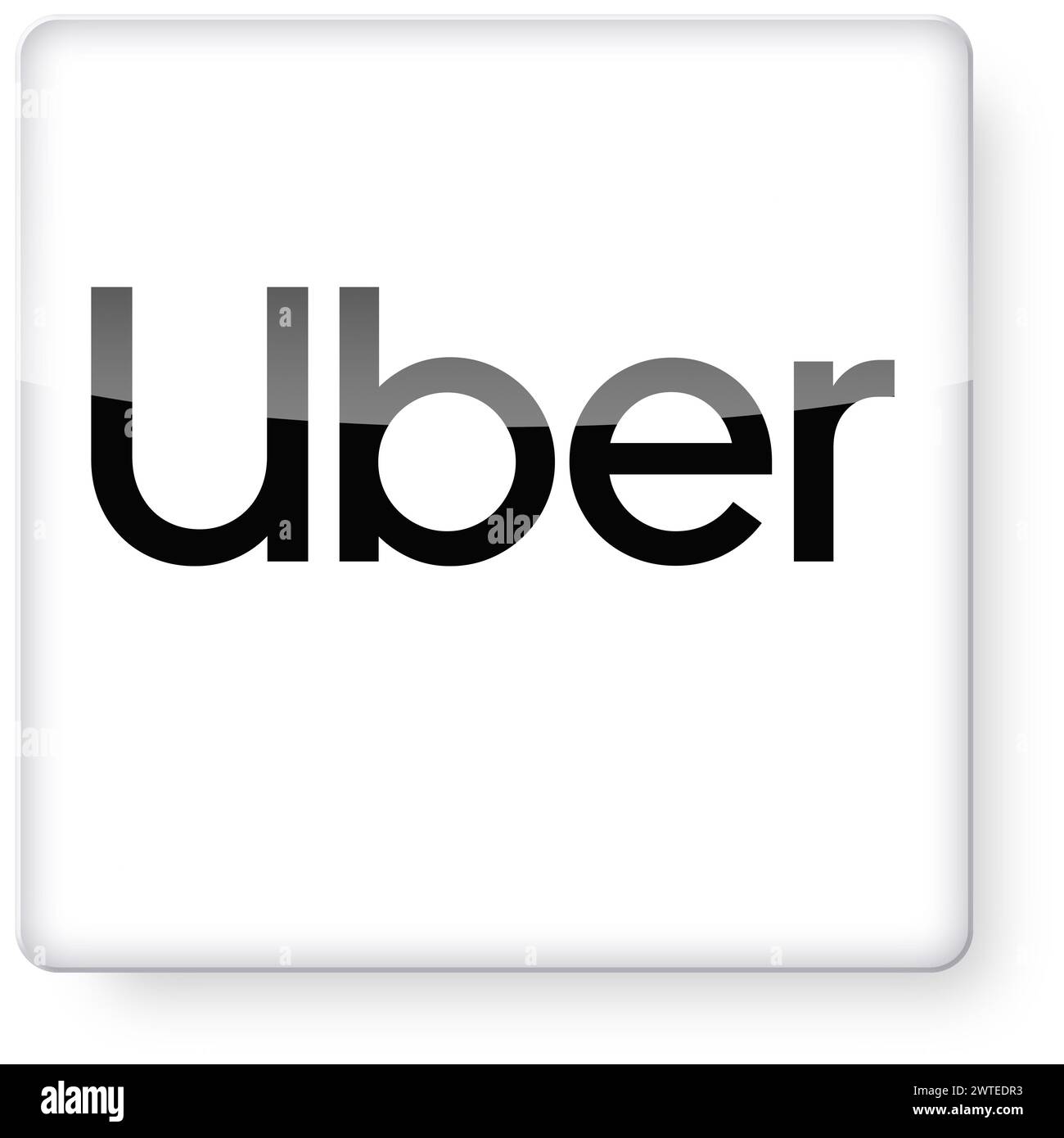 Logo Uber comme icône d'application. Chemin de détourage inclus. Banque D'Images