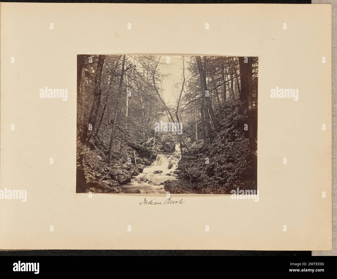 Indian Brook. Probablement Charles de Rham, photographe (américain, 1822 - 1909) environ 1860–1880 Une rivière avec des cascades traversant une forêt. Les arbres environnants sont nus de feuilles. (Recto, monture) en bas au centre, encre noire : 'Indian Brook' ; (verso, monture) en bas à gauche, crayon : 'A24.3'; Banque D'Images