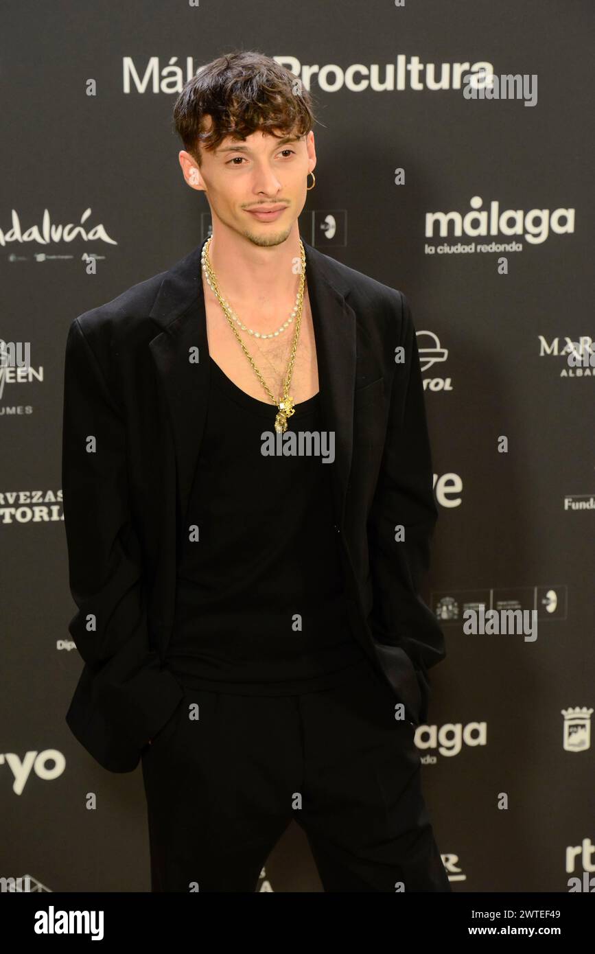 Ayax Pedrosa a posé pour les médias lors de la photocall tapis rouge de la 27ème présentation du Festival de Malaga (Festival de Málaga 27) au Théâtre Royal de Madrid Espagne le 15 février 2024 Banque D'Images