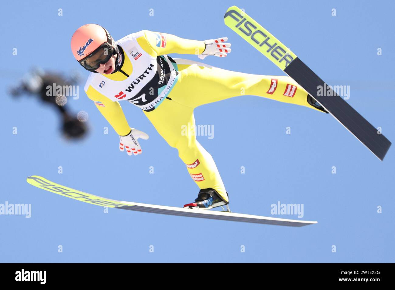 Vikersund 20240317.Jan Hoerl (AUT) dans la course de vol de ski de la coupe du monde FIS dimanche à Skiflygingsbakken à Vikersund HS 240 photo : Geir Olsen / NTB Banque D'Images