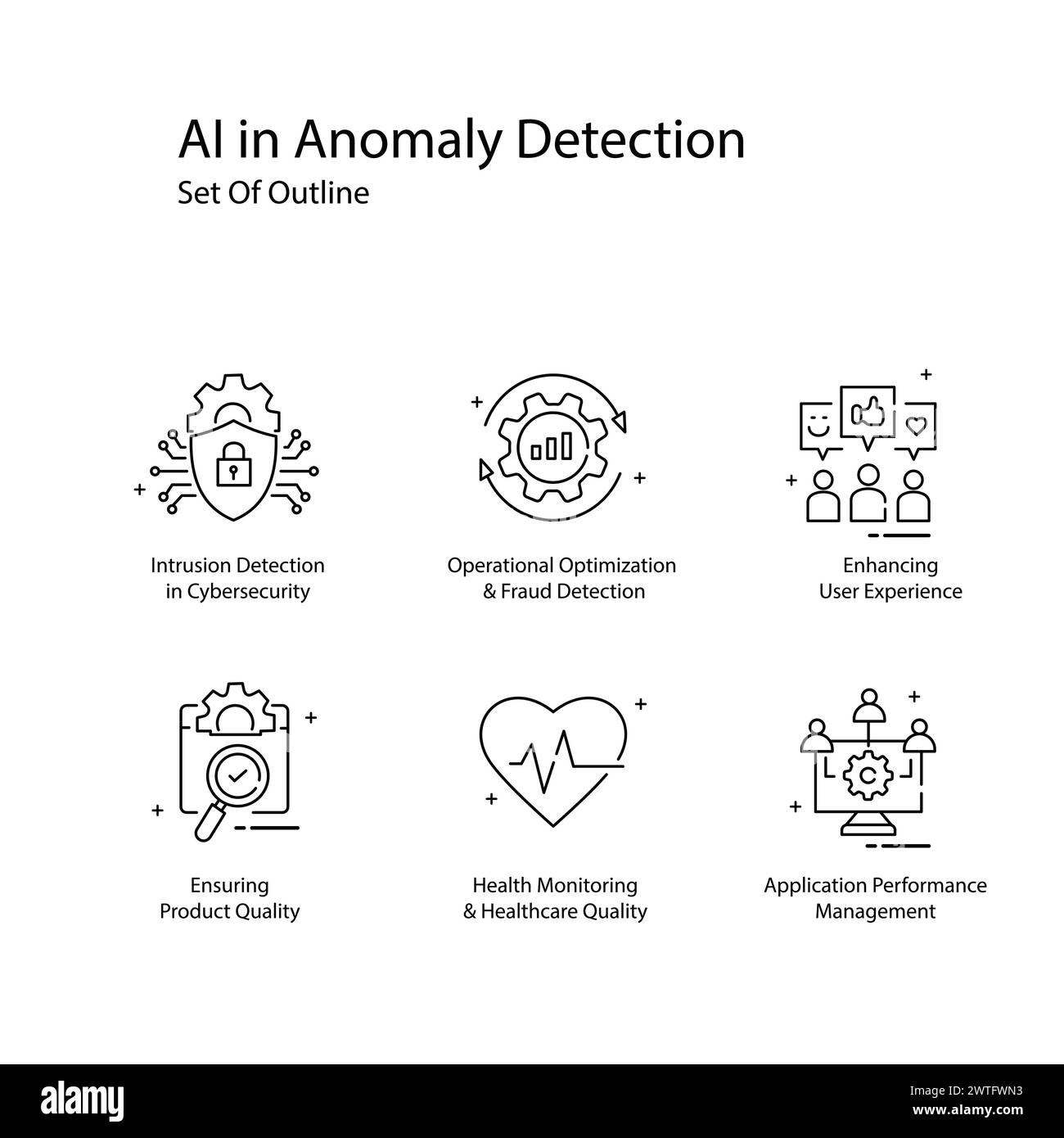 Icônes vectorielles ai de détection d'anomalies améliorant les mesures de sécurité Illustration de Vecteur