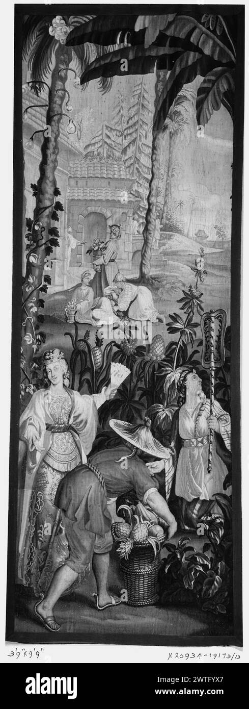 Récolte d'ananas. Vernansal, Guy-Louis (français, 1648-1729) (auteur de design, attr.) [Peintre] Monnoyer, Jean-Baptiste (français, 1636-1699) (auteur du dessin) [peintre] Belin, Jean-Baptiste I (français, 1653-1715) (auteur du dessin) [peintre] c. 1700-1725 tapisserie dimensions : H 9'9' x W 3'9' tapisserie matériaux/techniques : inconnue culture : Centre de tissage français : Beauvais histoire de propriété : Français & Co. acheté de Jacob Tabachnick, reçu 1/11/1941 [SS 19173/13]. French & Co. reçu du domaine Martin (par l'intermédiaire de Mr. Vance Kirkland University of Denver), 2/6/1958 [SS 58728-x]. Sur terre Banque D'Images