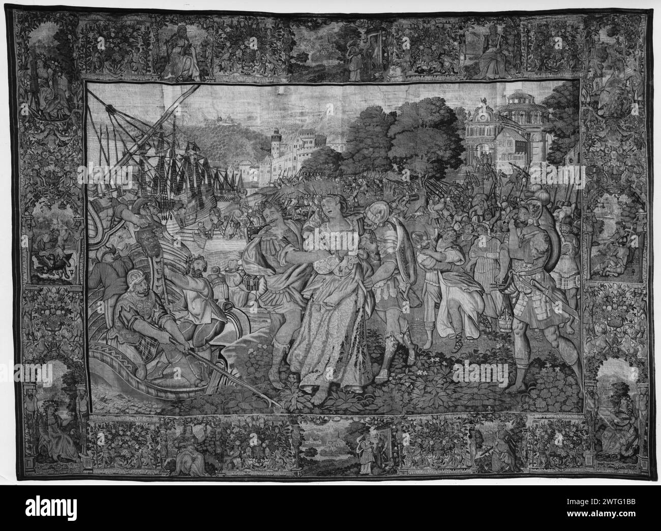 Enlèvement d'Hélène. Raes, Jan I (Flamand, Act.1610-1631) (atelier, attr.) [tisserand] c. 1600-1620 dimensions de la tapisserie : H 10'11' x l 15'1' matériaux/techniques de la tapisserie : laine et soie culture : Centre flamand de tissage : Bruxelles histoire de la propriété : donnée par le roi Louis XIII de France à Francesco Barberini, légat papal à la Cour de France, pour son oncle, Urban XVIII; enregistré dans l'inventaire du Palais Barberini réalisé par le Cardinal Carlo le 10/25/1695. French & Co acheté de C. M. F. [Charles M. Ffoulke], n.d. [SS 11513]. French & Co. acheté chez J. ... Foulke, facturé le 4/28/1926 (date barrée le Banque D'Images