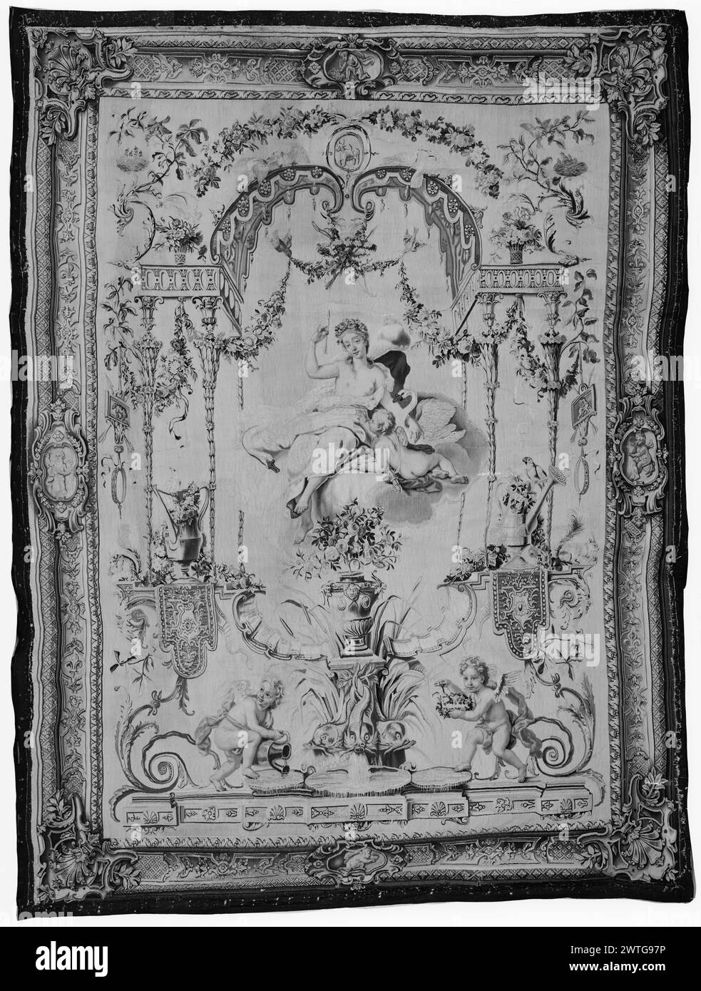 Vénus (Aphrodite). Audran, Claude III (français, 1658-1734) (dessiné après & auteur de design, bordures) [peintre] Boulogne, Louis (le jeune) (français, 1654-1733) (dessiné après, figures) [peintre] Corneille, Jean-Baptiste (français, 1649-1695) (dessiné après, figures) [peintre] Desportes, Alexandre-François (français, 1661-1743) (dessiné après, animaux) [peintre] c. 1760 tapisserie dimensions : H 11'6' x l 8'6' tapisserie matériaux/techniques : inconnue culture : Centre de tissage français : Paris histoire de propriété : Français & Co. acheté de Jacques Kugel, reçu le 7/9/1965 ; vendu à Ernest Petrasch 8/ Banque D'Images