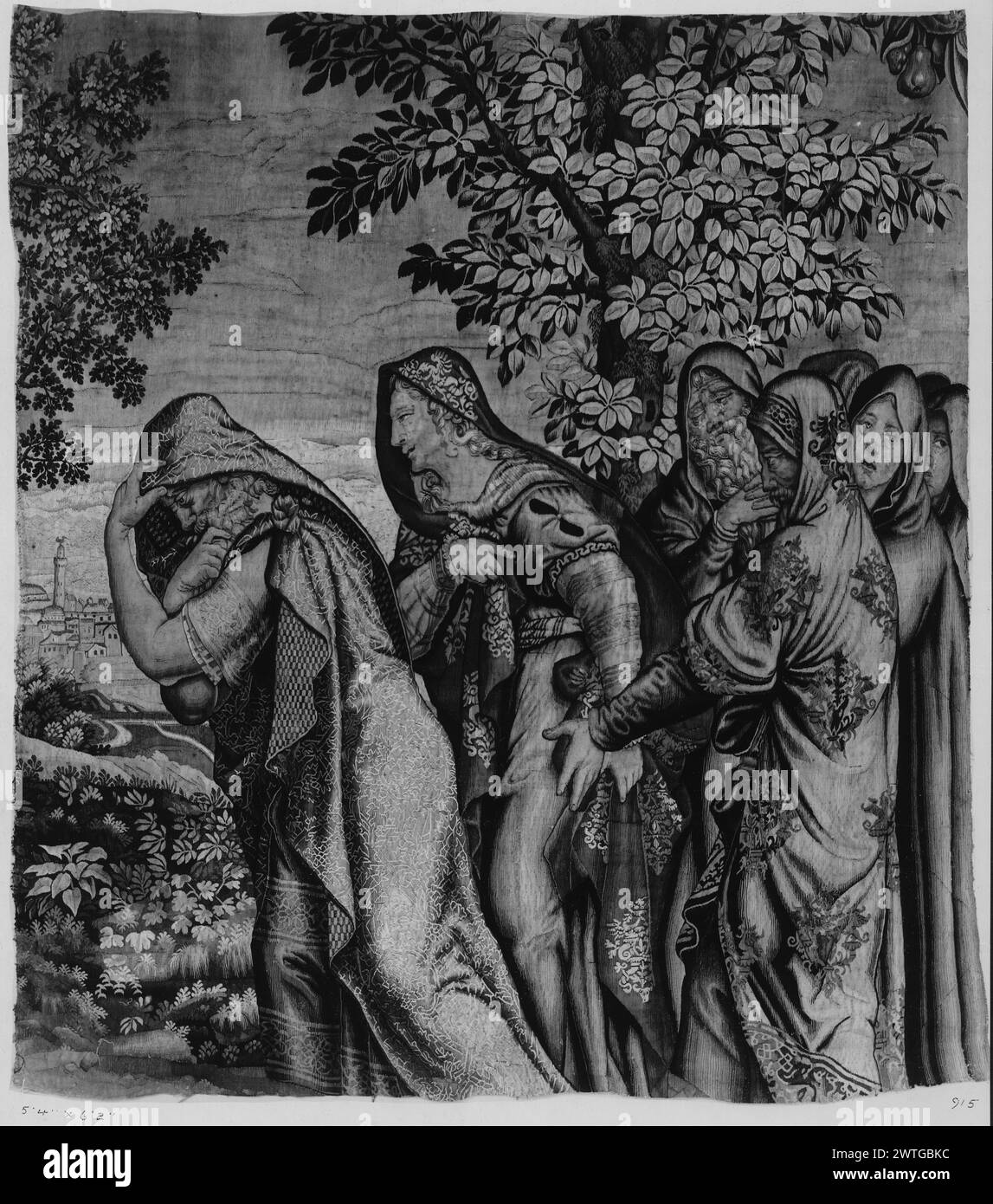 Psyché porté à la montagne. Raphael (italien, 1483-1520) (dessiné après, école) [peintre] Coxie, Michiel (L'ancien) (pays-Bas (avant 1600) - Flandre, 1499-1592) (auteur de dessin, attr.) [Peintre] c. 1650 dimensions de tapisserie : H 6'2' x 5'4' tapisserie matériaux/techniques : inconnue culture : Centre de tissage français : Paris histoire de propriété : Français & Co. acheté de W. S. Corby le 22/11/19[?] (Probablement 1915) ; vendu à MRS Josephthal 1/1/1918 (note sur SS dit 'renvoyé à Josephthal 7/2/1920') [SS 3095]. Offert à la vente à John C. Edelmann Galleries (New York), 4/15/1980, lot 153 (no s Banque D'Images