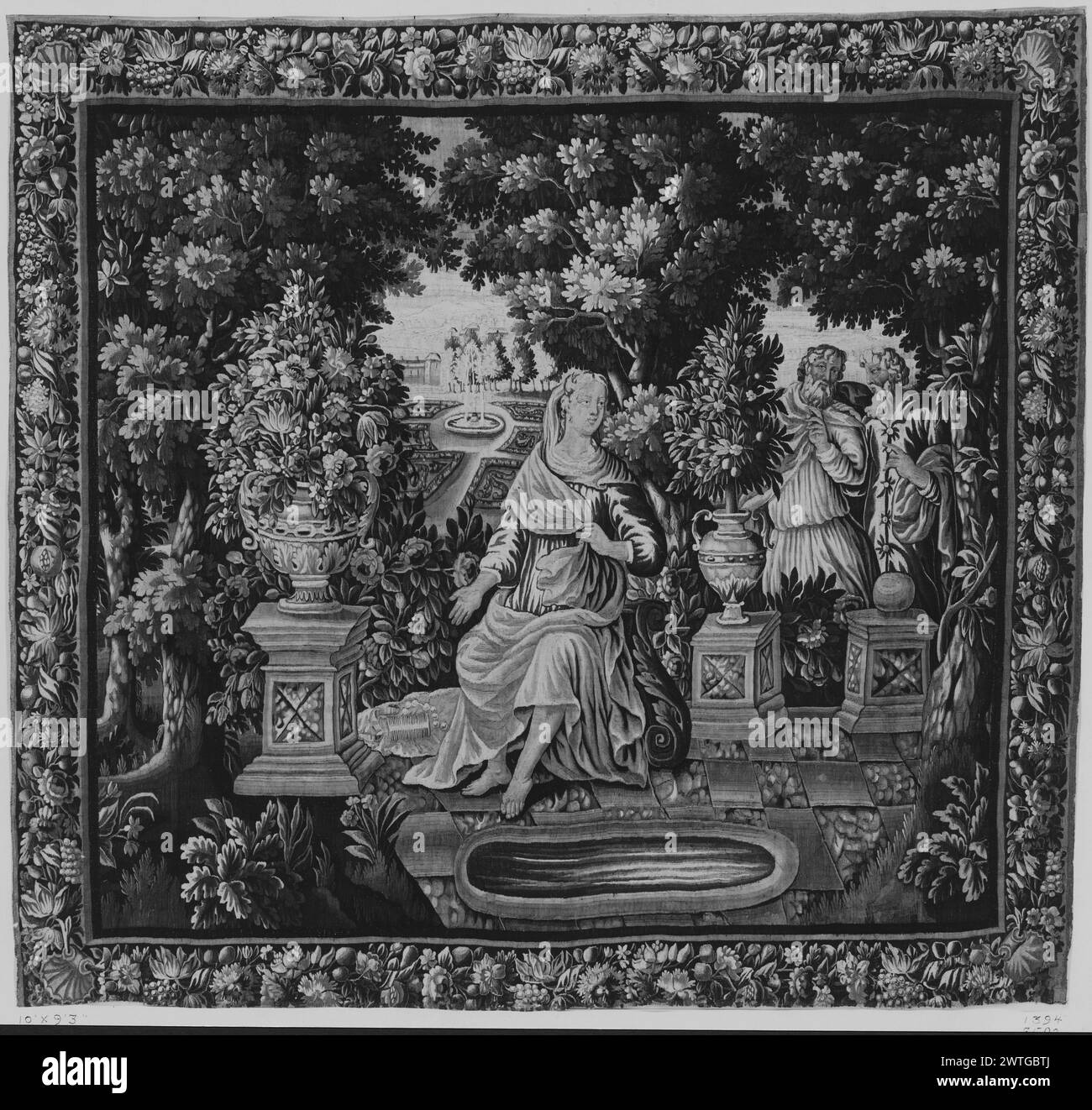 Susanna et les aînés. Inconnu c. 1670-1700 dimensions de tapisserie : H 9'3' x l 10' matériaux/techniques de tapisserie : inconnu culture : Centre de tissage français : Aubusson histoire de propriété : French & Co. acheté de MRS H. J. Bradbury, reçu le 5/ 18/16 ; vendu à Carmen Messmore le 7/2/1928 [SS 3592]. French & Co. acheté chez Carmen Messmore, facturé le 28/12/1932, retourné le 1/15/1936 [SS 17726]. French & Co. acheté à Carmen Messmore, facturé le 20/03/1940, vendu à Alex [Greenberg Liquid], 4/14/1941 [SS 18998]. French & Co. acheté à Alice Leaf, reçu le 13/9/1945, vendu à Raimundo Ruiz, 5/24/194 Banque D'Images