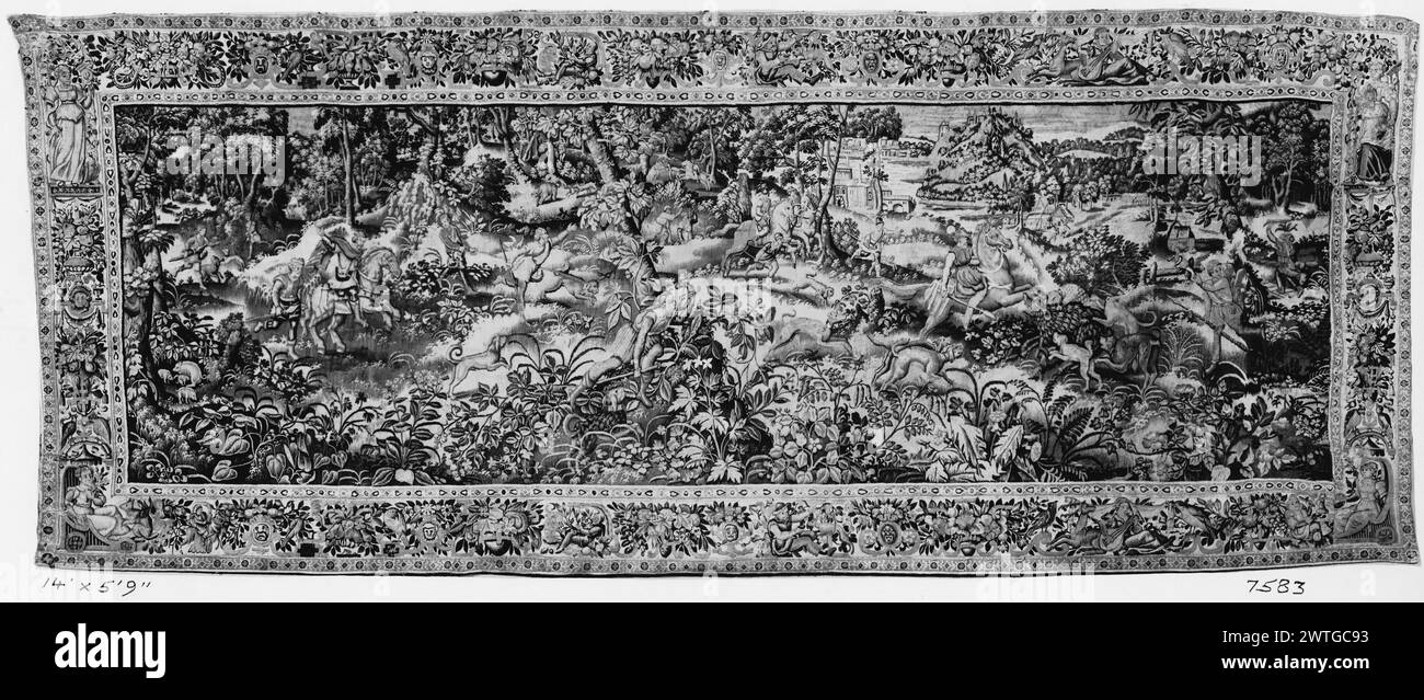 Parc de jeu avec chasse au sanglier. Inconnu c. 1580-1600 dimensions de tapisserie : H 5'9' x l 14' tapisserie matériaux/techniques : inconnu culture : Centre de tissage flamand : Bruxelles historique de propriété : Français & Co. acheté à Symona, facturé le 4/1925 ; vendu à H. W. Chadbourne le 12/30/1925 [SS 13484]. French & Co. acheté à H. W. Chadbourne, reçu le 4/17/1945 [SS 77460]. Banque D'Images