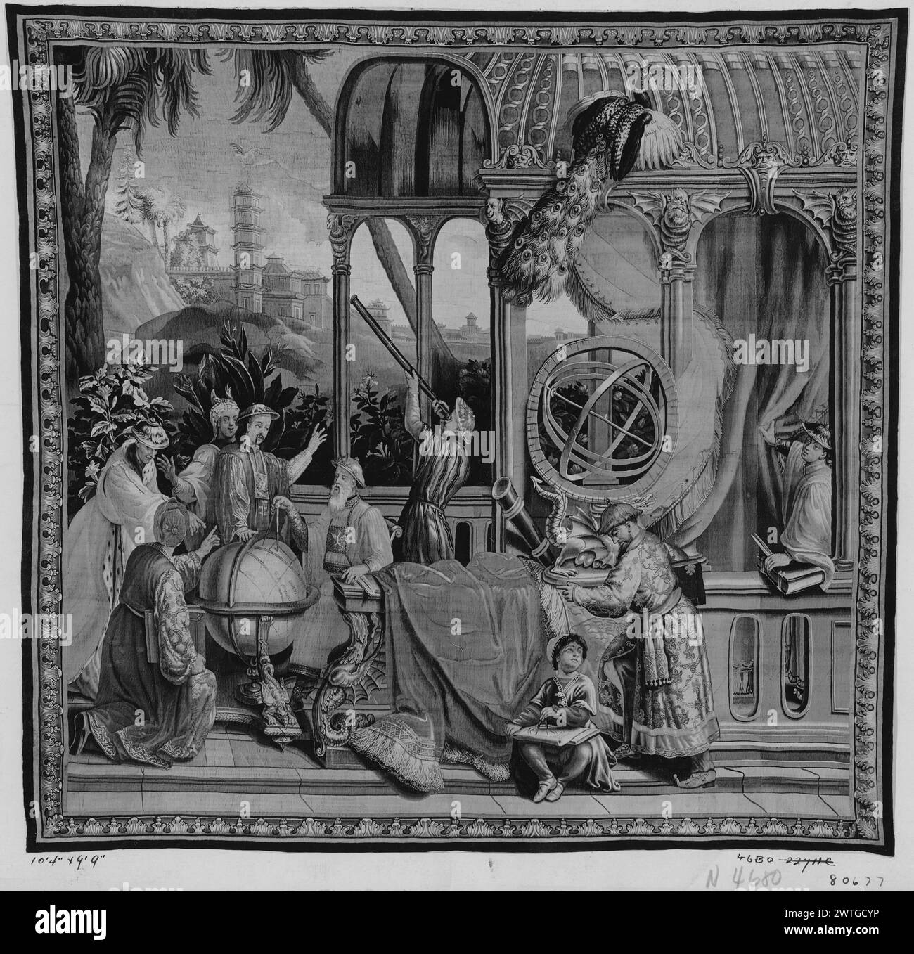 Astronomes. Vernansal, Guy-Louis (français, 1648-1729) (auteur de design, attr.) [Peintre] Monnoyer, Jean-Baptiste (français, 1636-1699) (auteur du dessin) [peintre] Belin, Jean-Baptiste I (français, 1653-1715) (auteur du dessin) [peintre] c. 1700-1725 tapisserie dimensions : H 9'9' x l 10'4' tapisserie matériaux/techniques : inconnue culture : Centre de tissage français : Beauvais histoire de propriété : Français & Co. acheté de J. Seligmann sons, reçu le 6/15/1920 (ou le 23/12/1920); vendu à I. M. Stettenheim 11/10/1921 [SS 22711]. French & Co. acheté à la succession de Fred Stettenheim, reçu le 14 septembre 1949 ; vendu à Banque D'Images