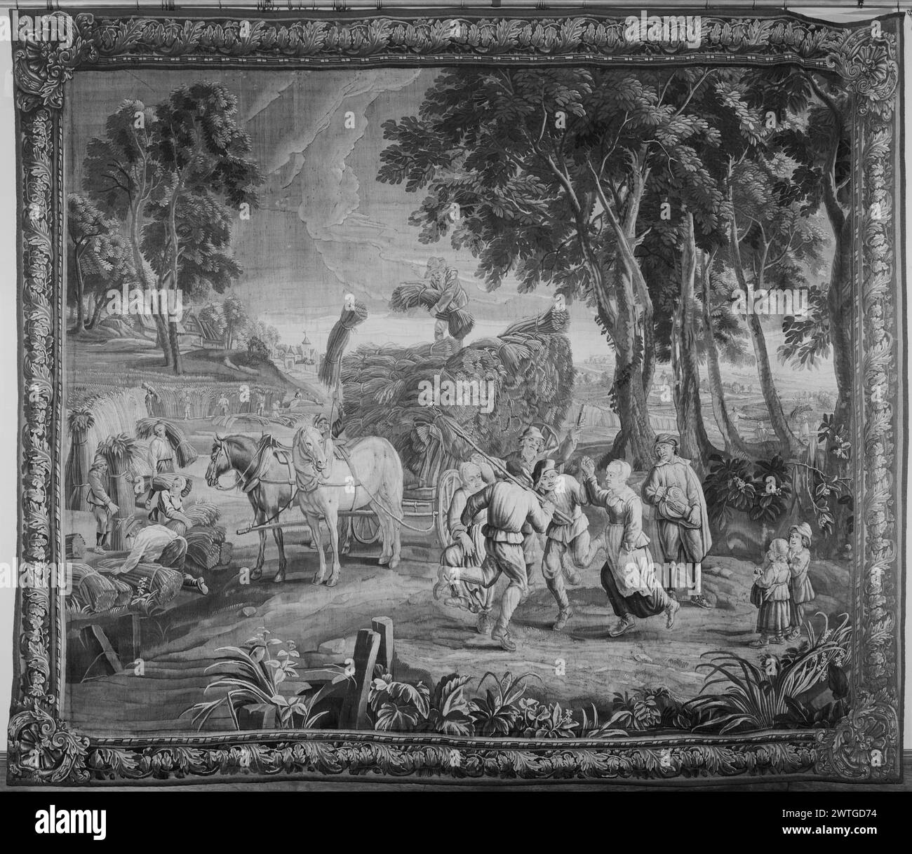 Danse. Teniers, David II (Flamand, 1610-1690) (dessiné après) [peintre] Leyniers, Daniel II (Flamand, 1669-1728) (atelier, attr.) [tisserand] Leyniers, Urbanus (Flamand, 1674-1747) (atelier, attr.) [tisserand] c. 1710-1730 dimensions de la tapisserie : H 9'8' x l 11'2' matériaux/techniques de tapisserie : inconnue culture : Centre de tissage flamand : Bruxelles histoire de propriété : Français et Co. reçu de MRS Stanley Mortimer, 1/1948 ; retourné, 2/4/1948. Vendu aux galeries Parke-Bernet (vente MRS Stanley Mortimer), 19/03/1948, lot 169. États-Unis, New York, New York, Sotheby's, Mar. 25, 1972, lot 217. Dans Hayfiel Banque D'Images