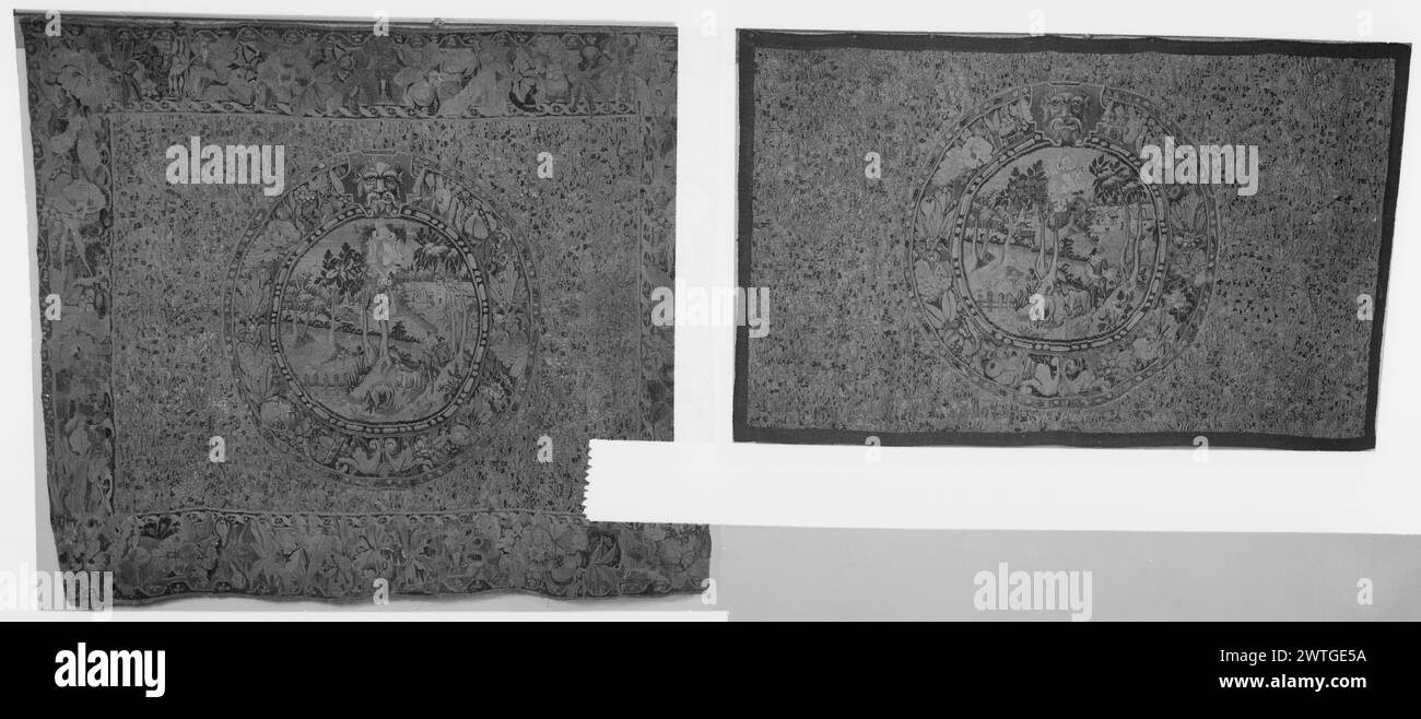 Millefleurs Ground avec médaillon avec scène de paysage. Inconnu c. 1520 dimensions de tapisserie : H 5' x l 6' matériaux / techniques de tapisserie : inconnu culture : Centre de tissage flamand : inconnu histoire de propriété : Pratt coll., New York. French & Co. acheté de MRS H. I. Pratt 10/1/1943 [SS 76651]. French & Co. acheté aux antiquités (Rosalie Sachs) 12/1943 ; vendu 'b' à Giuseppe Bellini 11/22/1960 ; vendu 'c' à D. G. Flynn 10/29/1945 [SS 76832]. Travaux connexes : panneaux en set : GCPA 0237306-0237308, 0126503 Banque D'Images
