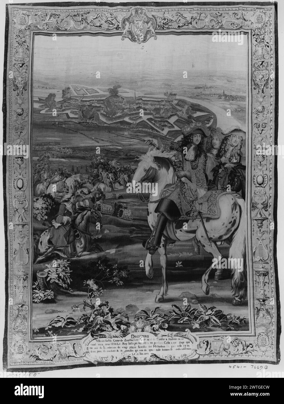 Siège de Doesburg. Le Brun, Charles (français, 1619-1690) (créateur de dessins animés) [peintre] Meulen, Adam Frans van der (flamand, 1632-1690) (créateur de dessins animés) [peintre] Martin, Jean-Baptiste I (français, 1659-1735) (créateur de dessins animés) [peintre] Béhagle, Philippe I (français, né en 1641-d.1705) (atelier) [tisserand] c. 1685-1711 tapisserie dimensions : H 15'8' x l 11'7' laine, soie et fil métallique (or et argent) culture : Centre de tissage français : Beauvais histoire de propriété : commandé par Louis XIV en cadeau au comte Buhl. Lord Amherst of Hackney coll., Didlington Hall, Norfolk, Angleterre. Banque D'Images