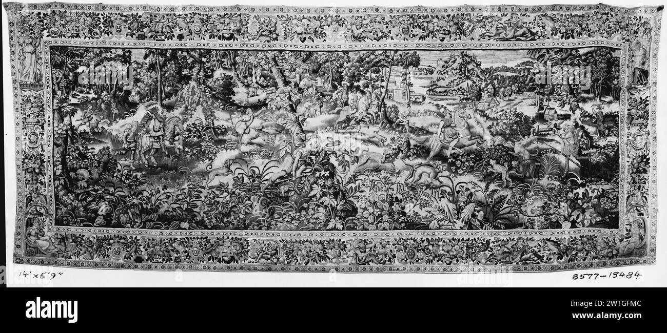 Parc de jeu avec chasse au sanglier. Inconnu c. 1580-1600 dimensions de tapisserie : H 5'9' x l 14' tapisserie matériaux/techniques : inconnu culture : Centre de tissage flamand : Bruxelles historique de propriété : Français & Co. acheté à Symona, facturé le 4/1925 ; vendu à H. W. Chadbourne le 12/30/1925 [SS 13484]. French & Co. acheté à H. W. Chadbourne, reçu le 4/17/1945 [SS 77460]. Banque D'Images