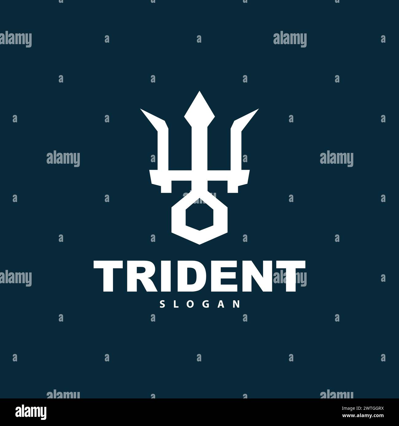 Logo Trident, lance magique vectorielle de Poseidon Neptune, Triton King Design, illustration de marque d'icône de modèle Illustration de Vecteur