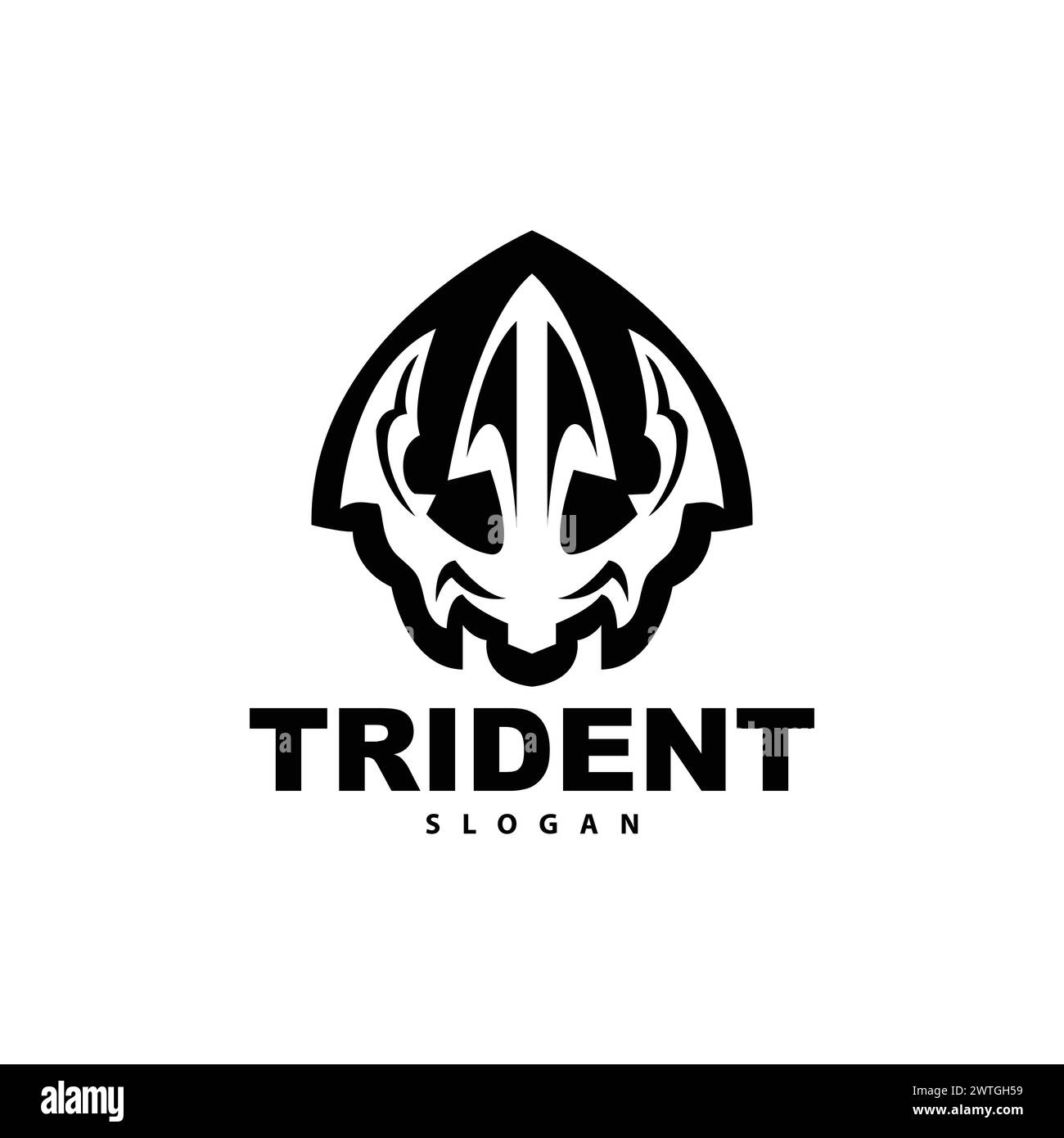 Logo Trident, lance magique vectorielle de Poseidon Neptune, Triton King Design, illustration de marque d'icône de modèle Illustration de Vecteur