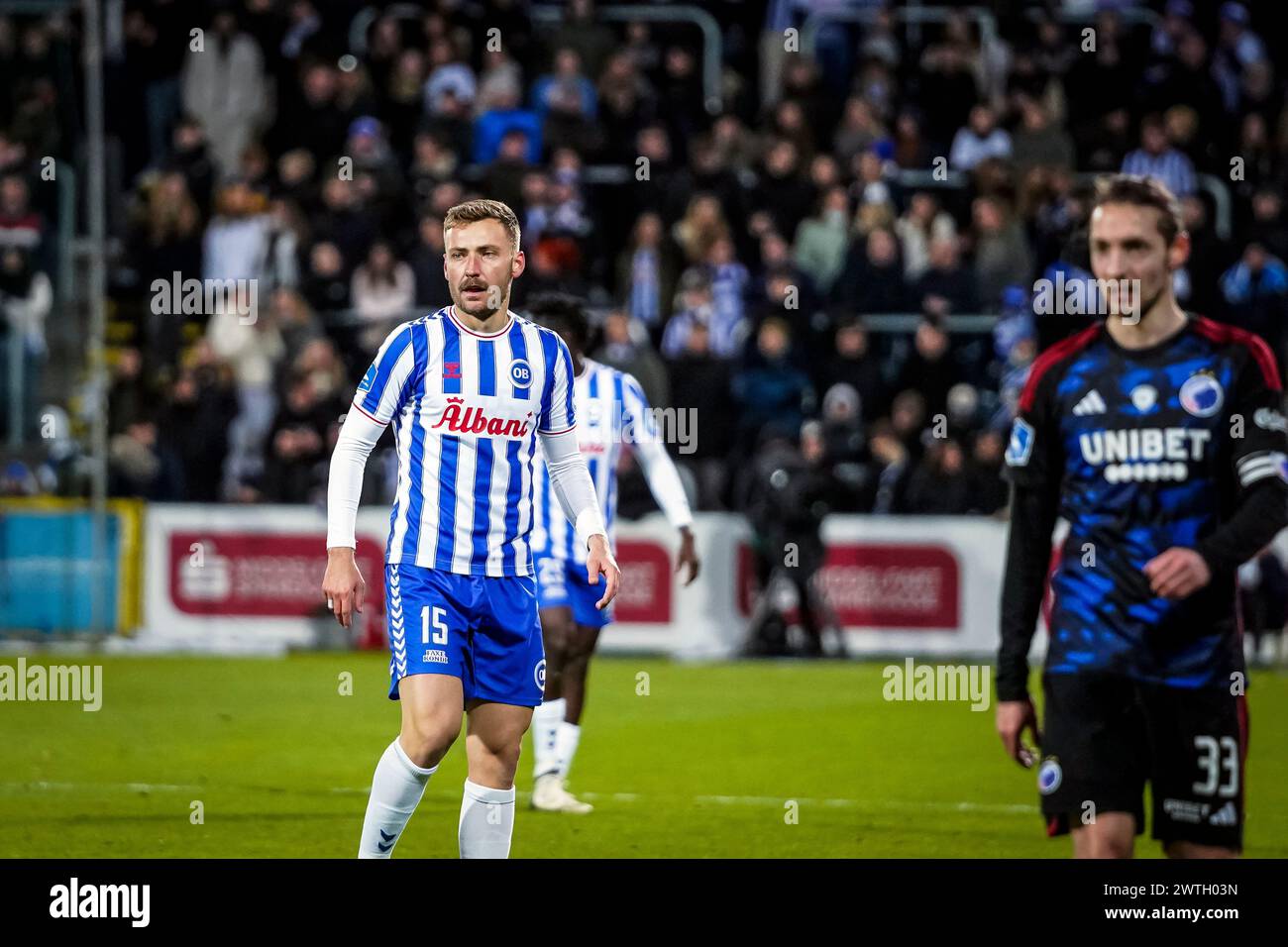 Odense, Danemark. 17 mars 2024. Tom Trybull (15 ans) d'Odense BK vu lors du match de 3F Superliga entre Odense BK et le FC Copenhagen au nature Energy Park à Odense. (Crédit photo : Gonzales photo/Alamy Live News Banque D'Images