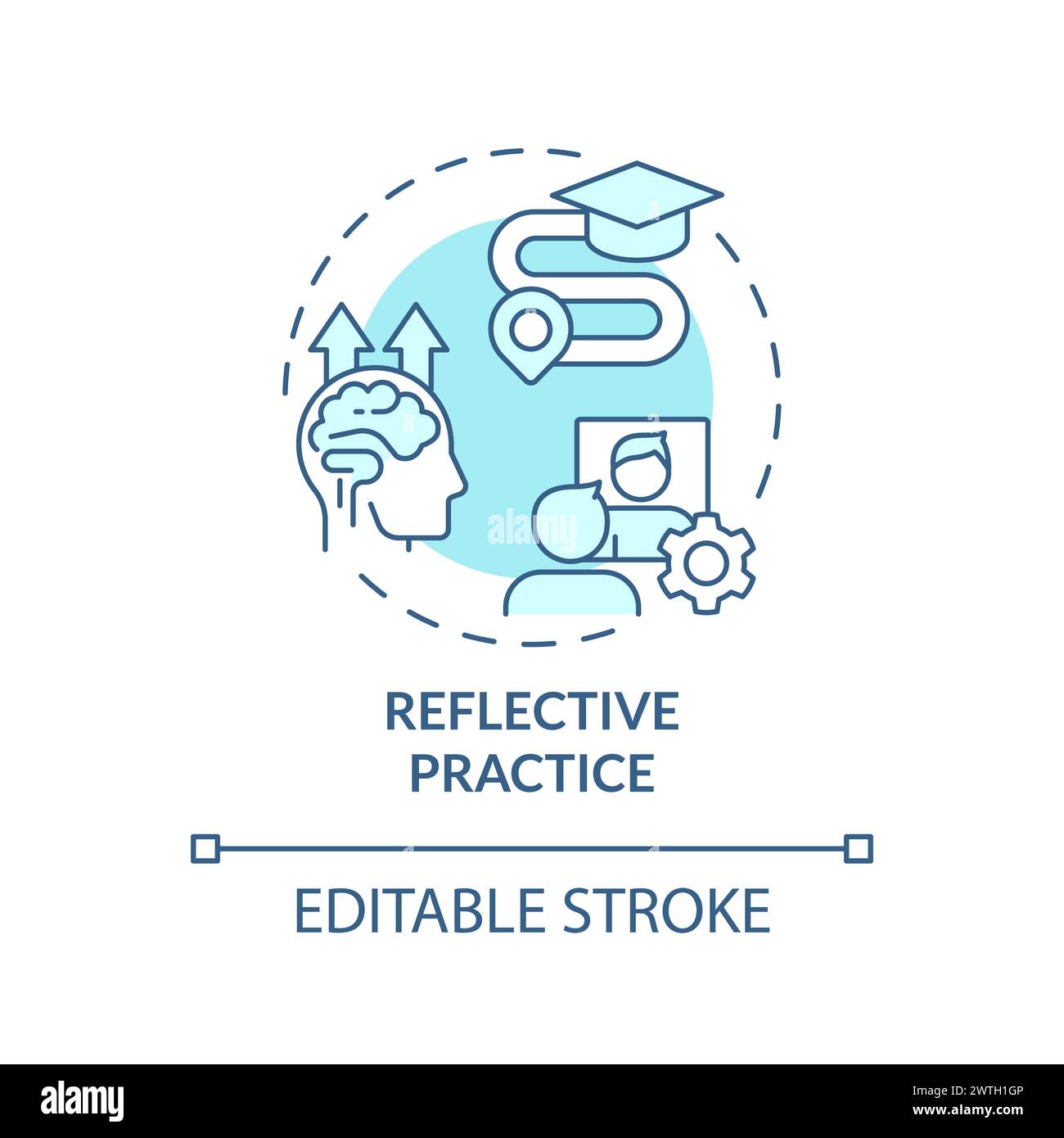 Icône de concept bleu doux d'entraînement réfléchissant Illustration de Vecteur
