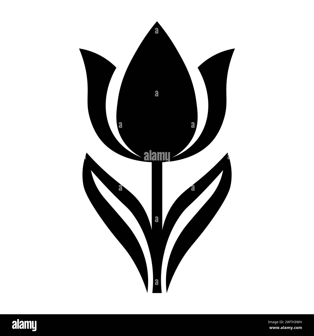 icône de tulipe vectorielle noire sur fond blanc Illustration de Vecteur