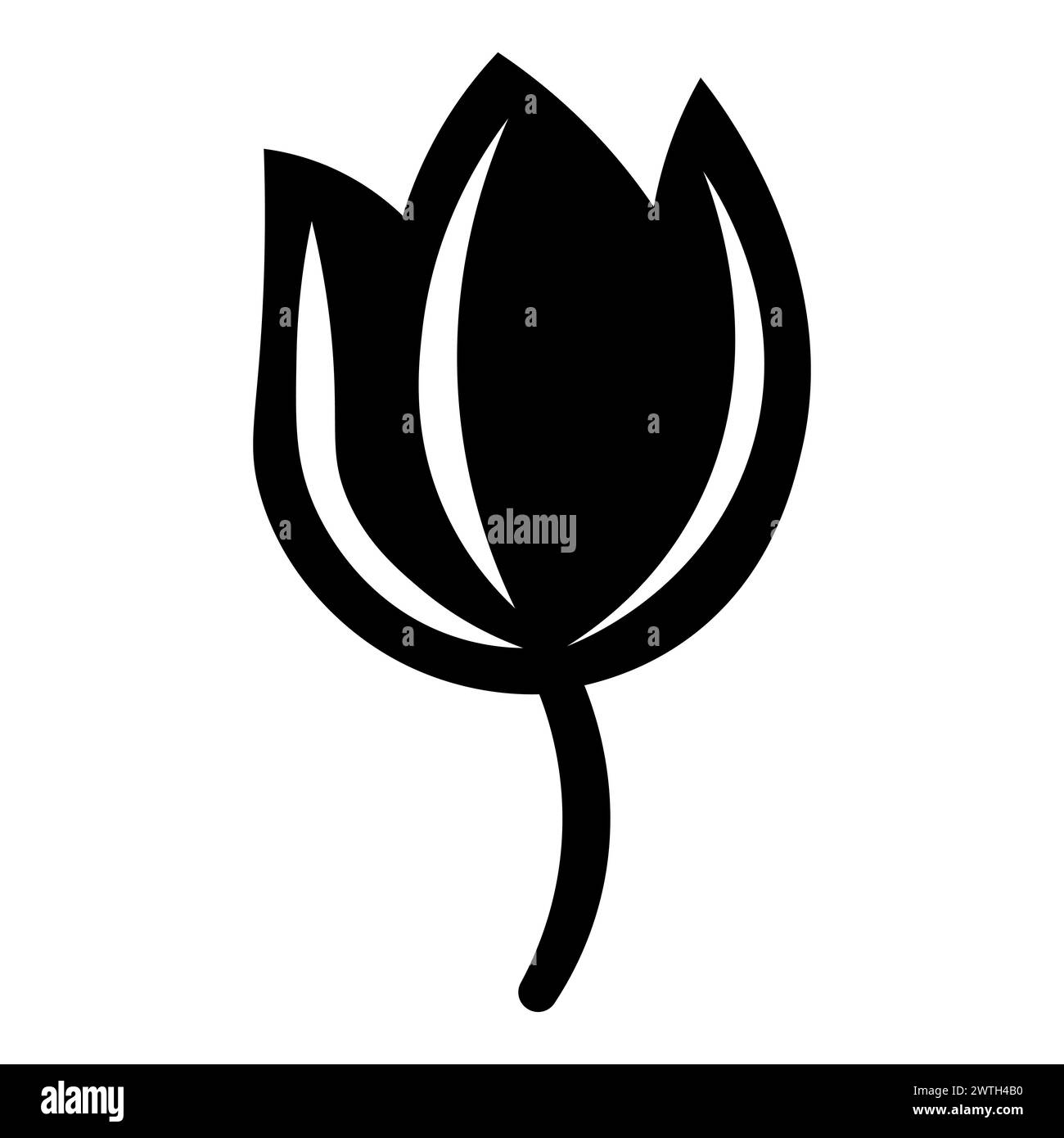 icône de tulipe vectorielle noire sur fond blanc Illustration de Vecteur
