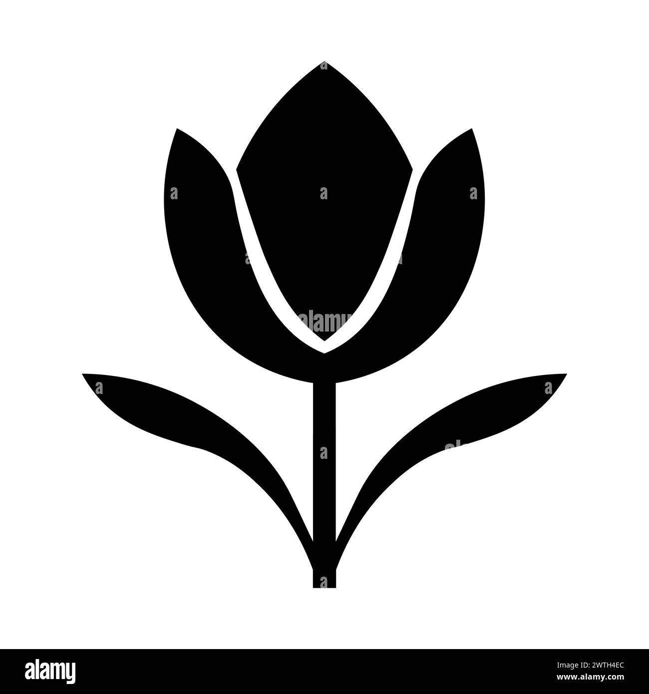 icône de tulipe vectorielle noire sur fond blanc Illustration de Vecteur