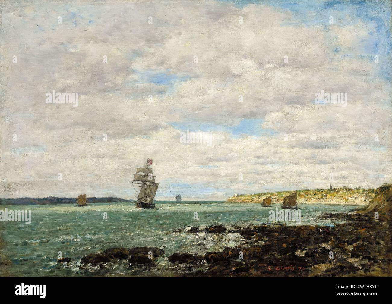 Eugène boudin, Côte de Bretagne, peinture à l'huile sur toile, 1870 Banque D'Images