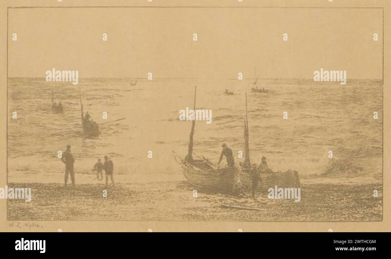 Brighton Beach William Lionel Wyllie (Londres, Angleterre, 1851 - 1931) pêcheur, bateau, plage Banque D'Images