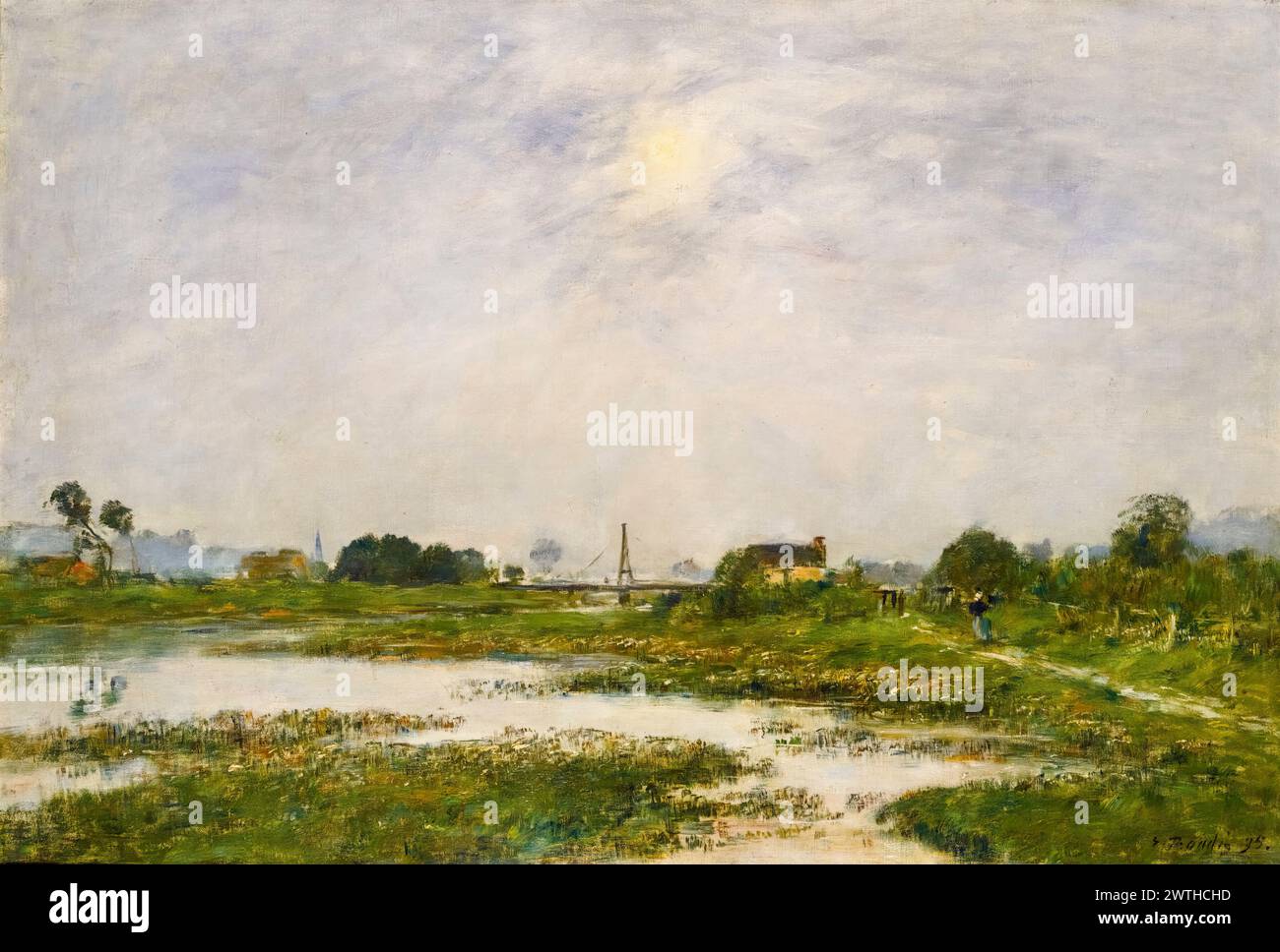 Les bords de la Touques pendentif les grandes marées (les rives de la Touques pendant les grandes marées), peinture de paysage à l'huile sur toile par Eugène boudin, 1895 Banque D'Images