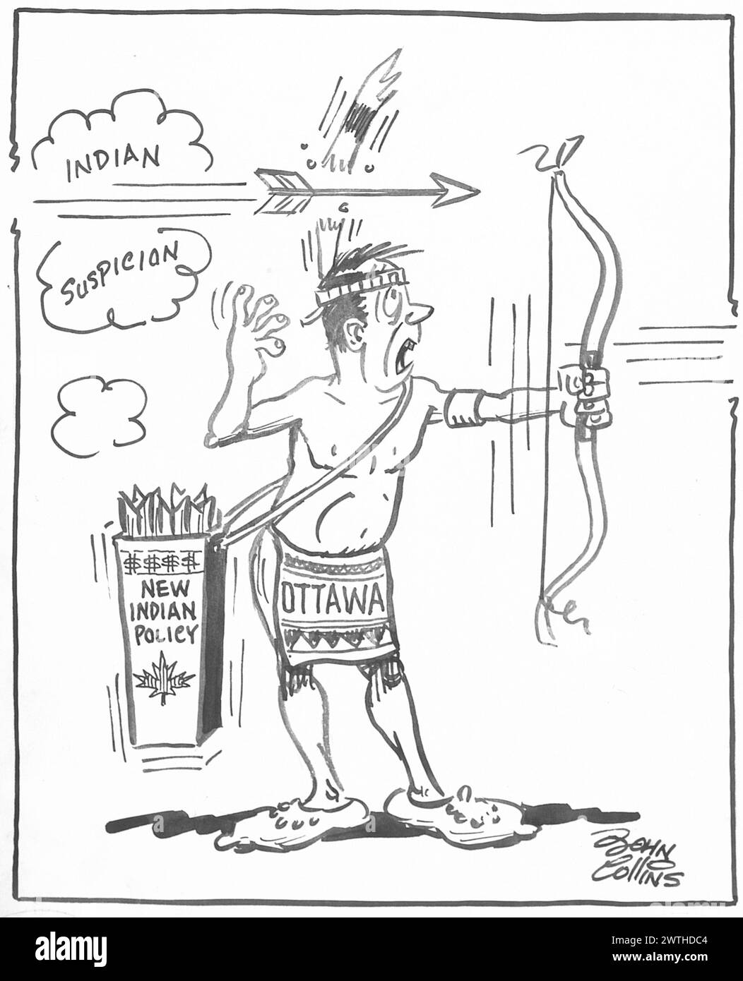 Dessin animé - il semble que nous ayons croisé la flèche avec le Boomerang. John Collins (1917-2007) Banque D'Images