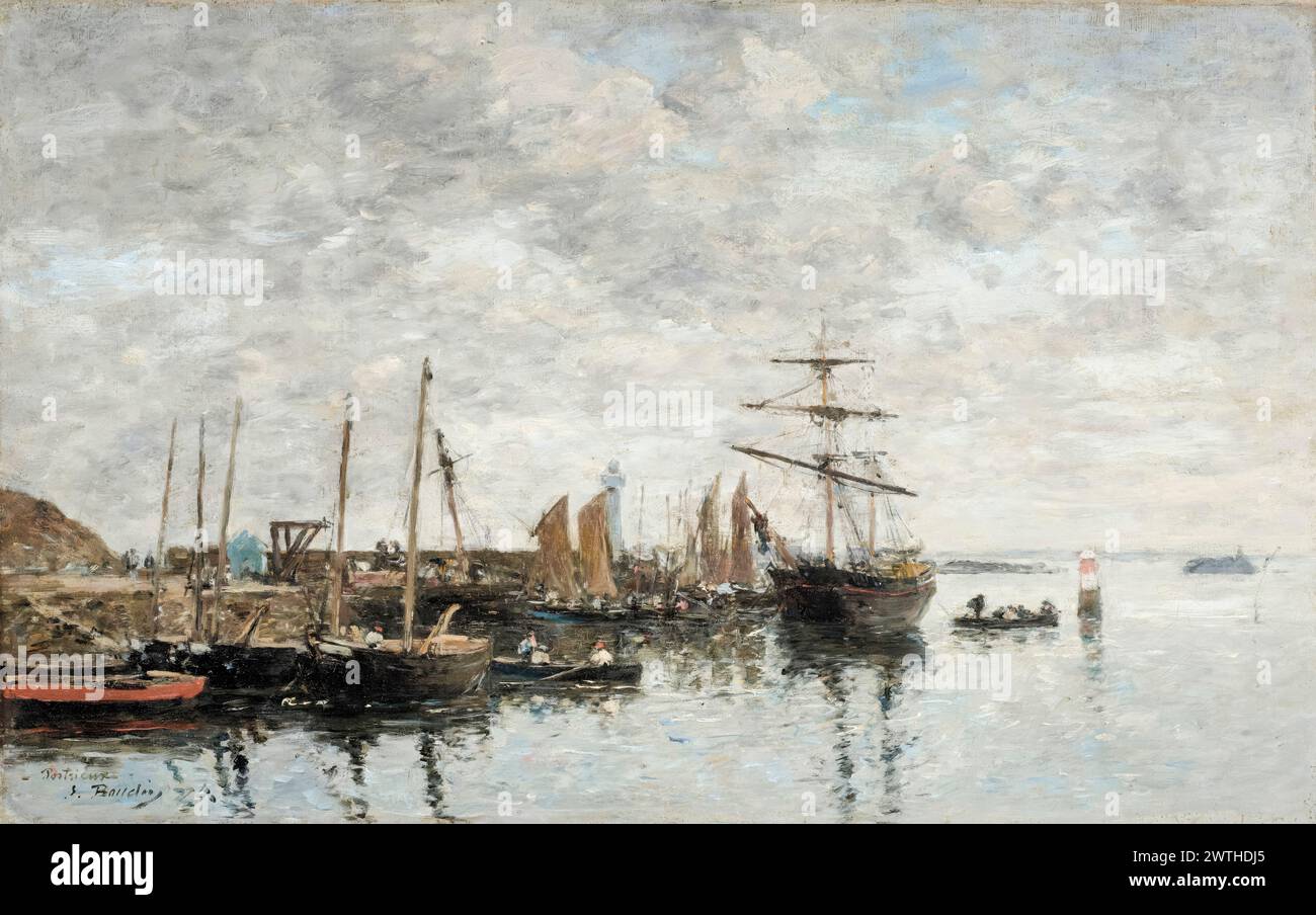 Eugène boudin, Portrieux, le Port, peinture à l'huile sur toile, 1874 Banque D'Images