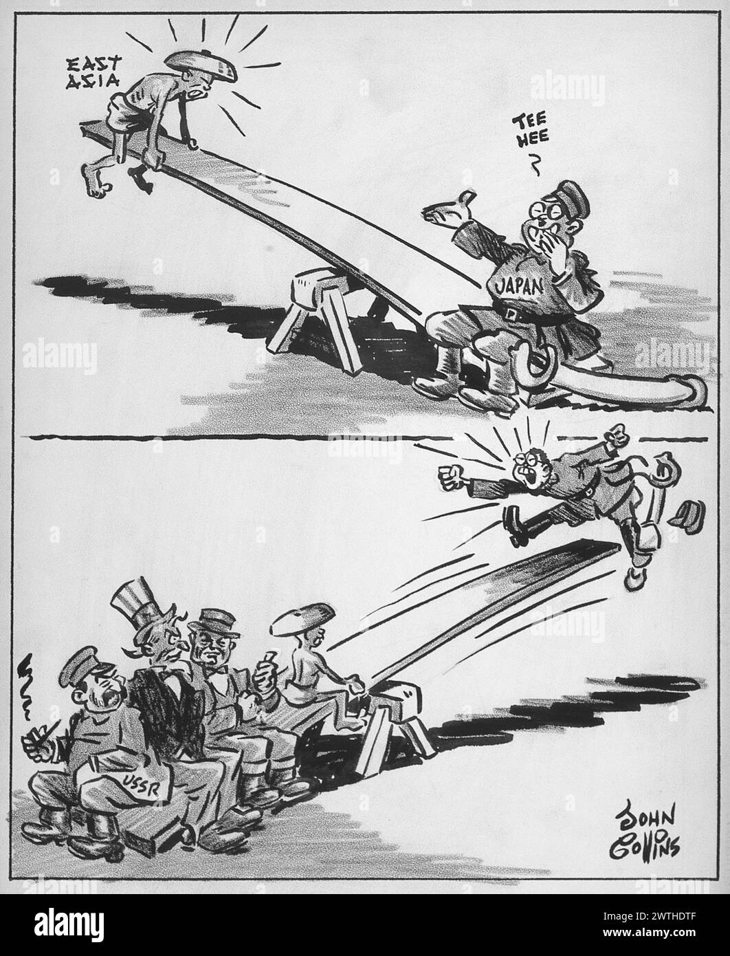 Dessin animé - équilibre oriental du pouvoir. John Collins (1917-2007) Banque D'Images