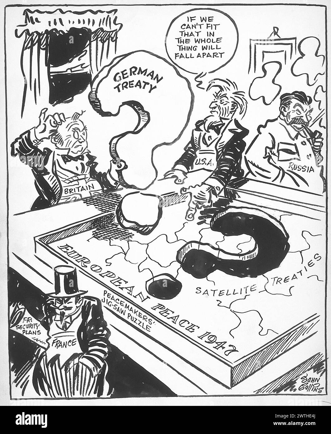 Dessin animé - toujours la paix clé. John Collins (1917-2007) Banque D'Images