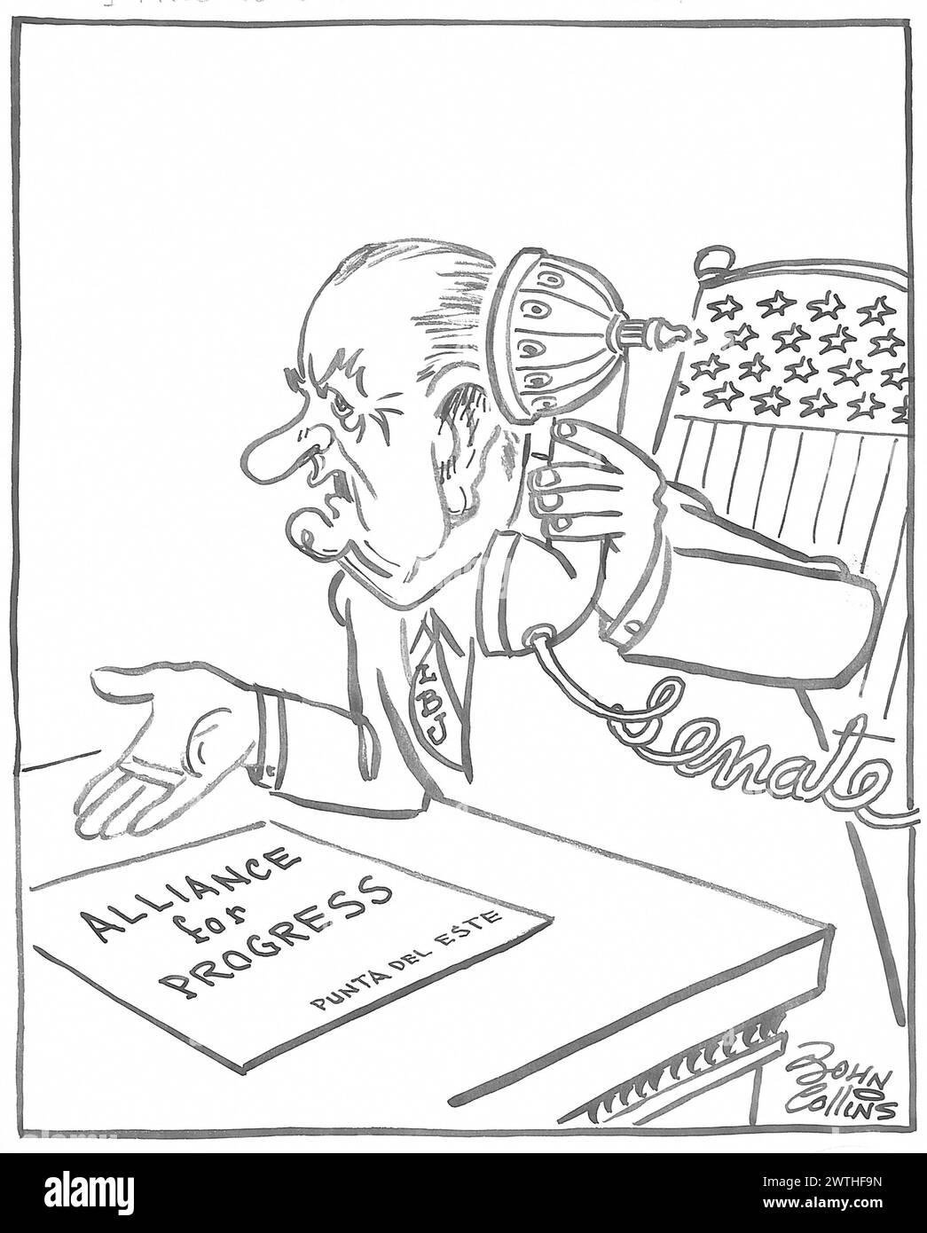 Caricature - 'je dois consulter un autre allié'. John Collins (1917-2007) Banque D'Images