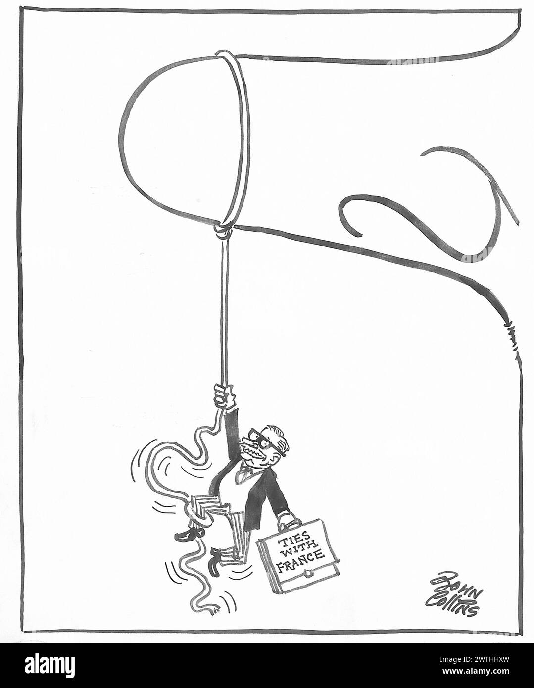 Cartoon - «la boucle est en train d'être bouclée» - a déclaré Mr. Johnson à Paris. John Collins (1917-2007) Banque D'Images