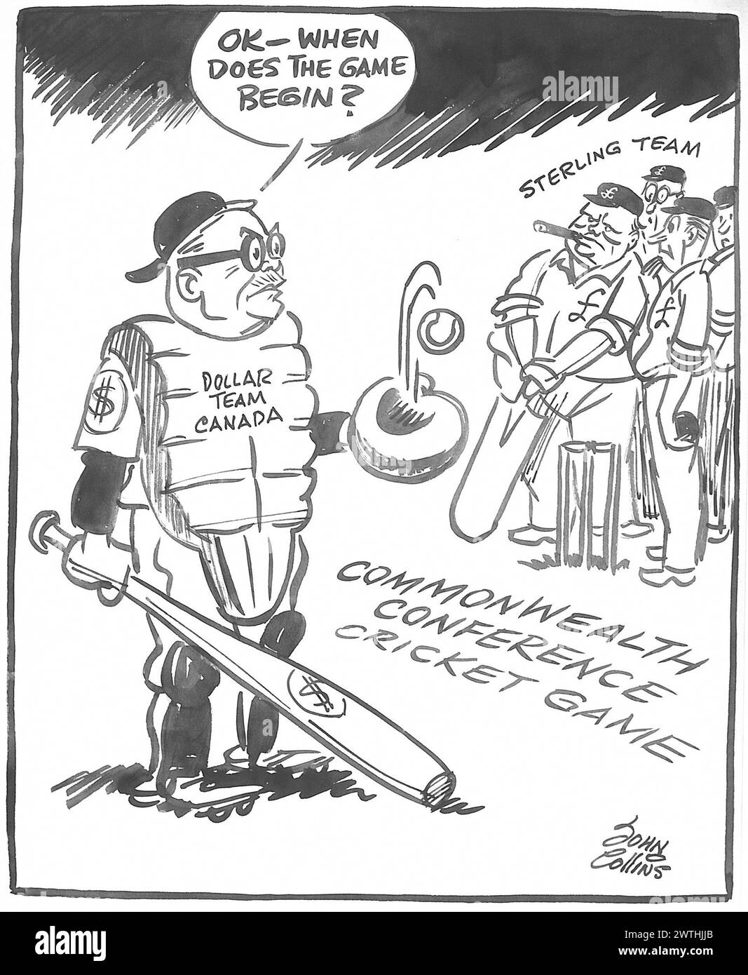 Dessin animé - Un problème dans le jeu d'équipe. John Collins (1917-2007) Banque D'Images