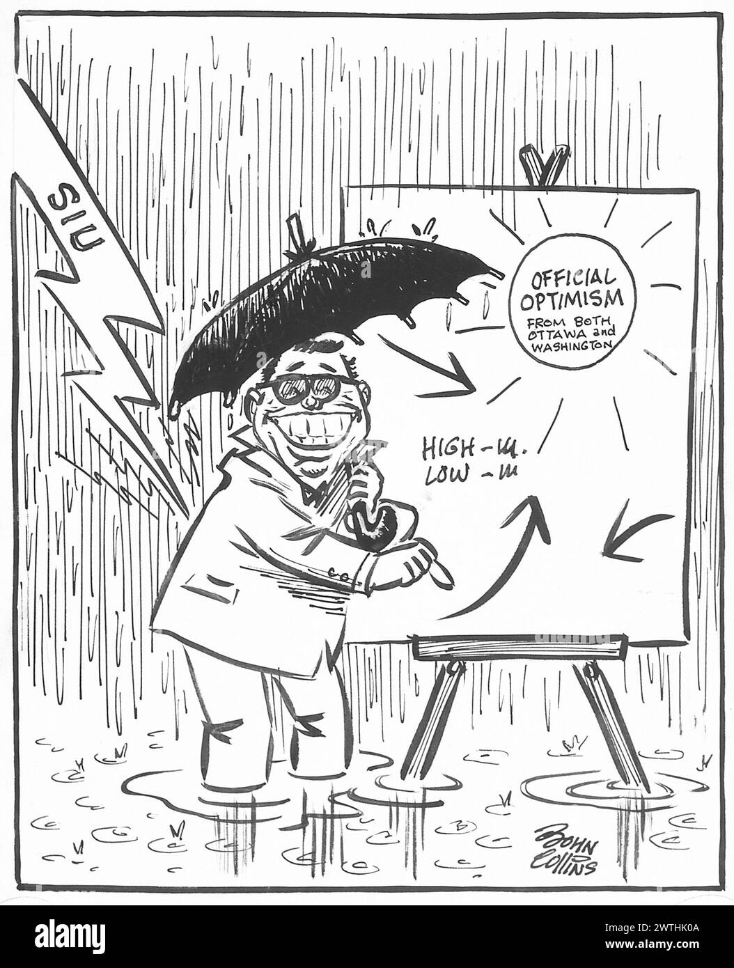 Dessin animé - 'conditions météorologiques sur les grands Lacs...'. John Collins (1917-2007) Banque D'Images