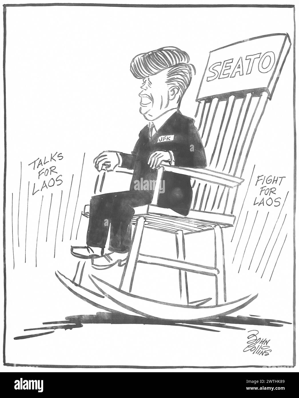 Cartoon - chaise à bascule de la Maison Blanche. John Collins (1917-2007) Banque D'Images