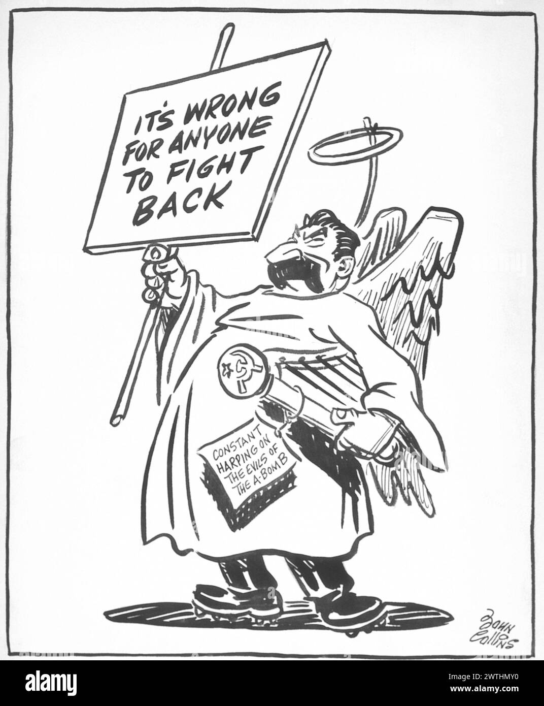 Dessin animé - L'Ange de la paix-à un prix. John Collins (1917-2007) Banque D'Images