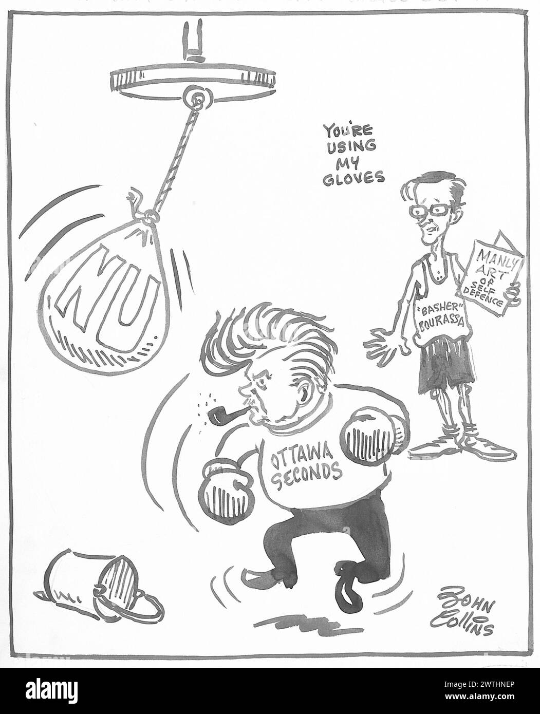 Dessin animé - 'S'ils veulent un combat, ils l'auront'. John Collins (1917-2007) Banque D'Images