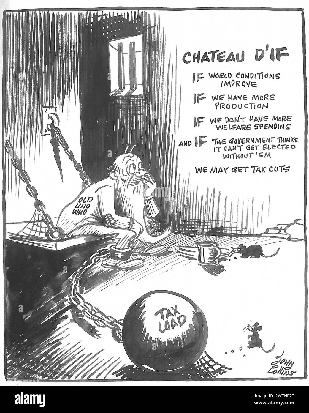 Dessin animé - le comte de Monte-Crisis. John Collins (1917-2007) Banque D'Images