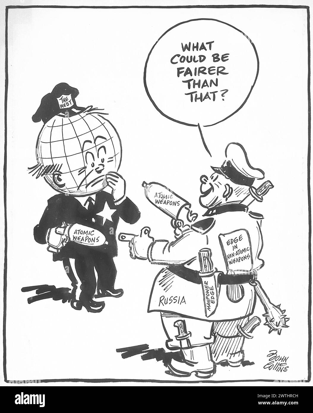 Dessin animé - 'lâchons chacun le pistolet'. John Collins (1917-2007) Banque D'Images