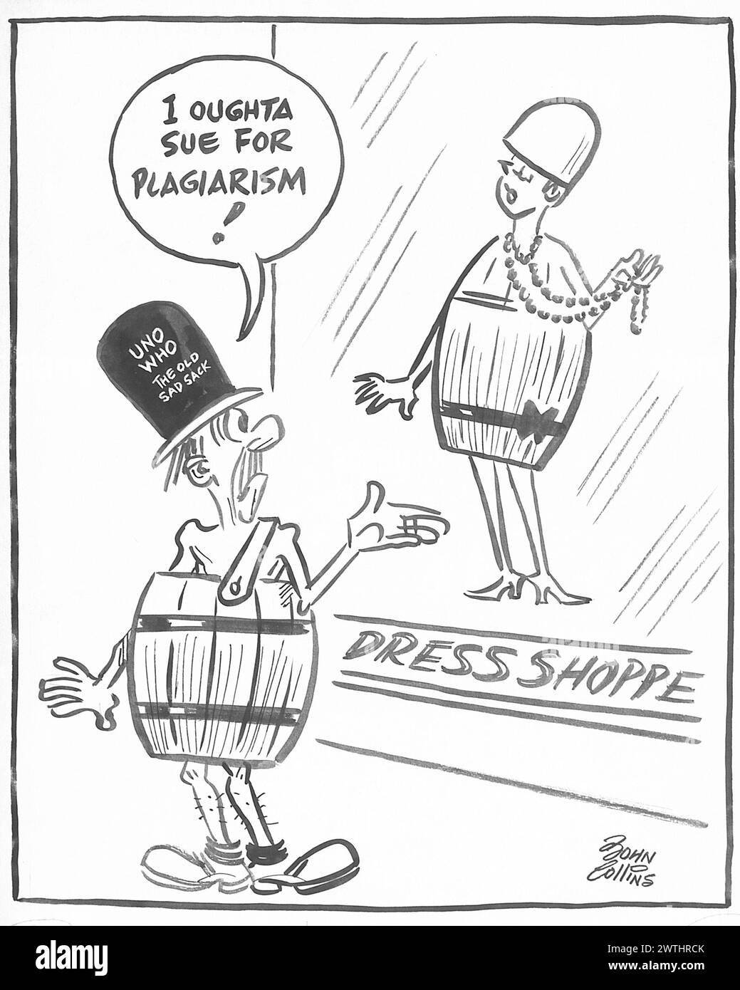 Dessin animé - regardez qui est juste dans le style. John Collins (1917-2007) Banque D'Images