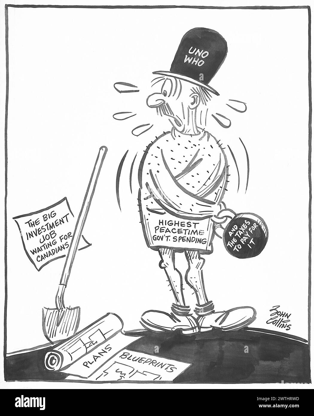 Cartoon - veste Harris Tweed Strait. John Collins (1917-2007) Banque D'Images