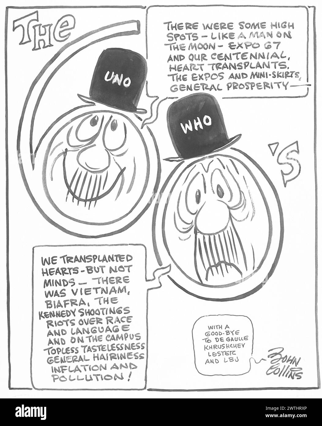 Dessin animé - Uno qui reçoit les années soixante. John Collins (1917-2007) Banque D'Images