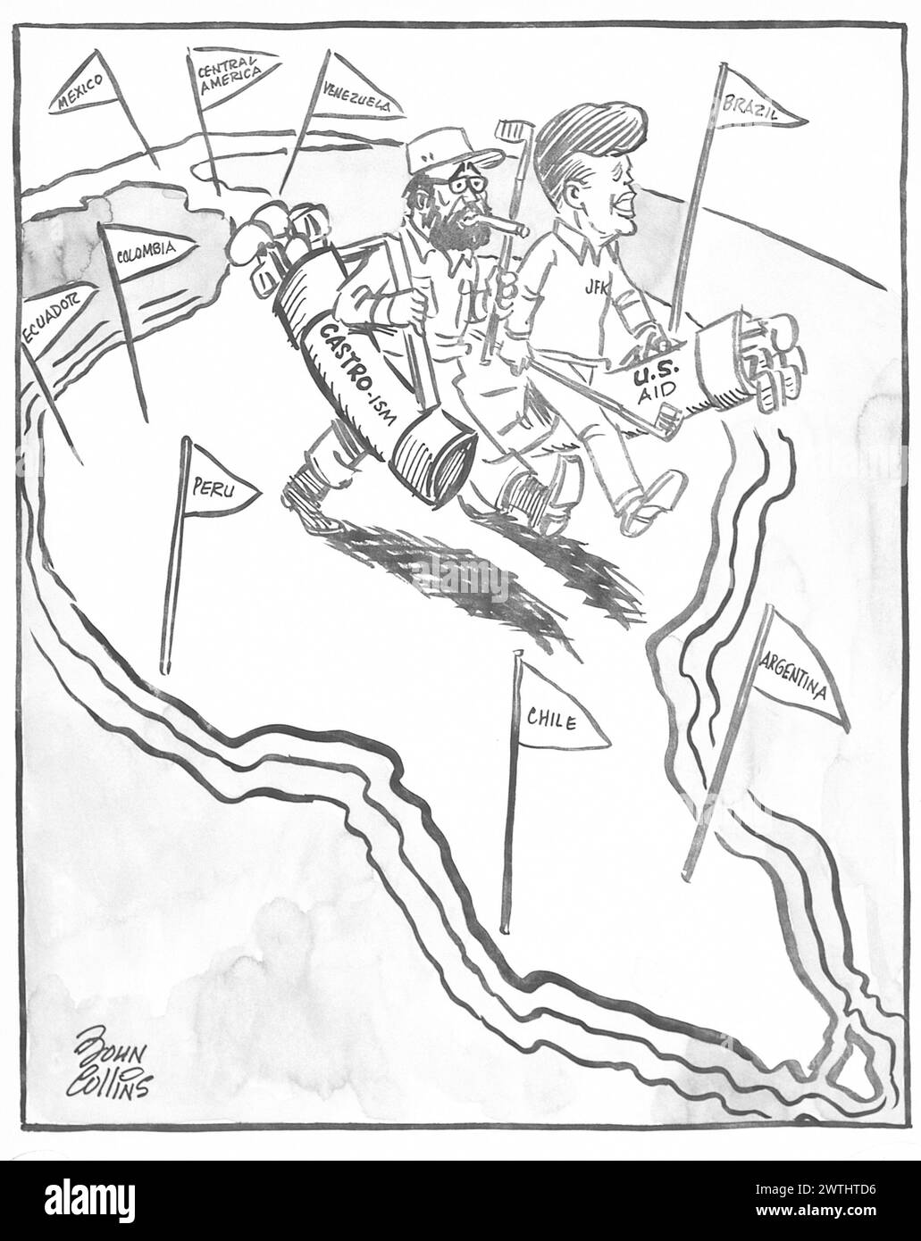 Dessin animé - Golf latino-américain. John Collins (1917-2007) Banque D'Images