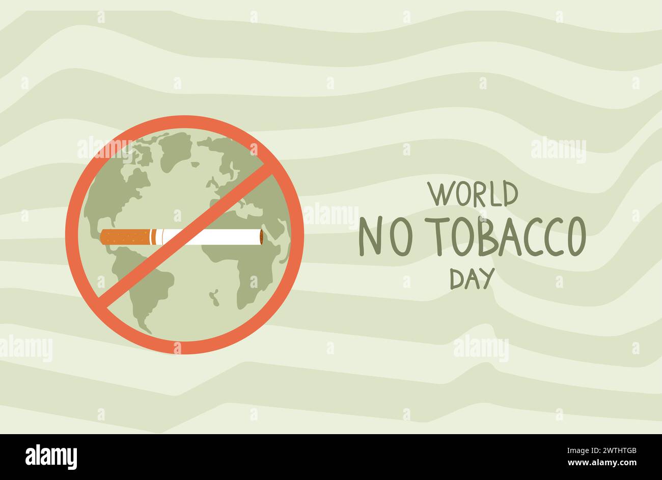 Carte horizontale pour la journée mondiale sans tabac. Arrête de fumer la bannière. Sensibilisation à la cigarette et aux signes interdits. Illustration vectorielle plate Illustration de Vecteur