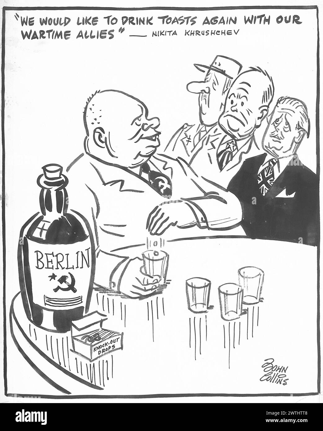 Dessin animé - mais devinez qui veut mélanger les boissons. John Collins (1917-2007) Banque D'Images