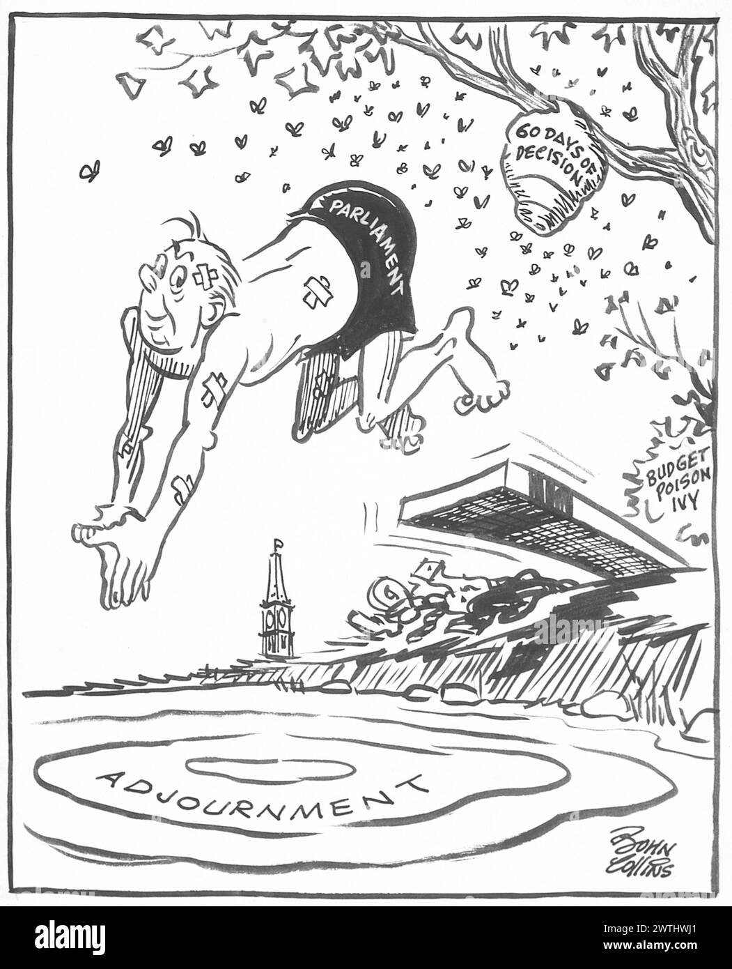 Dessin animé - sortir de tout cela. John Collins (1917-2007) Banque D'Images