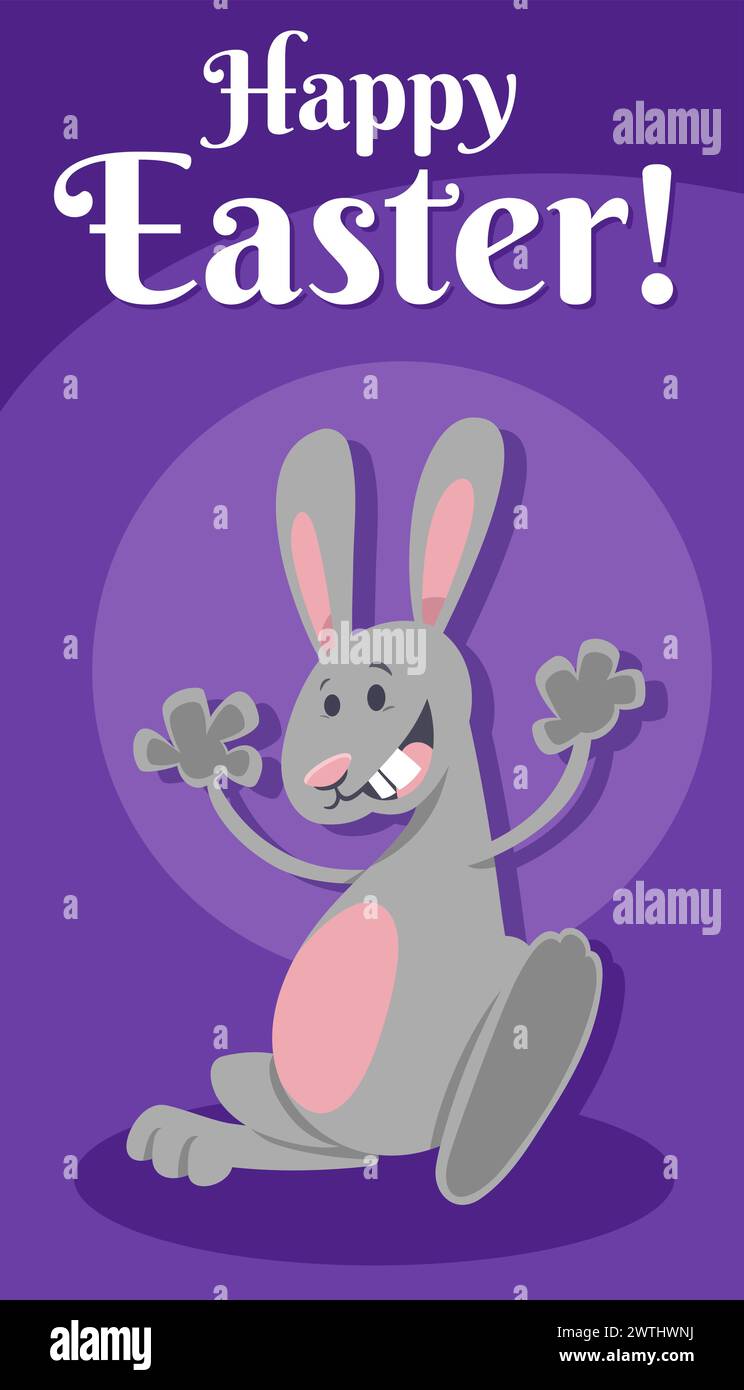 Illustration de dessin animé de la conception de carte de voeux de personnage de lapin de Pâques heureux Illustration de Vecteur