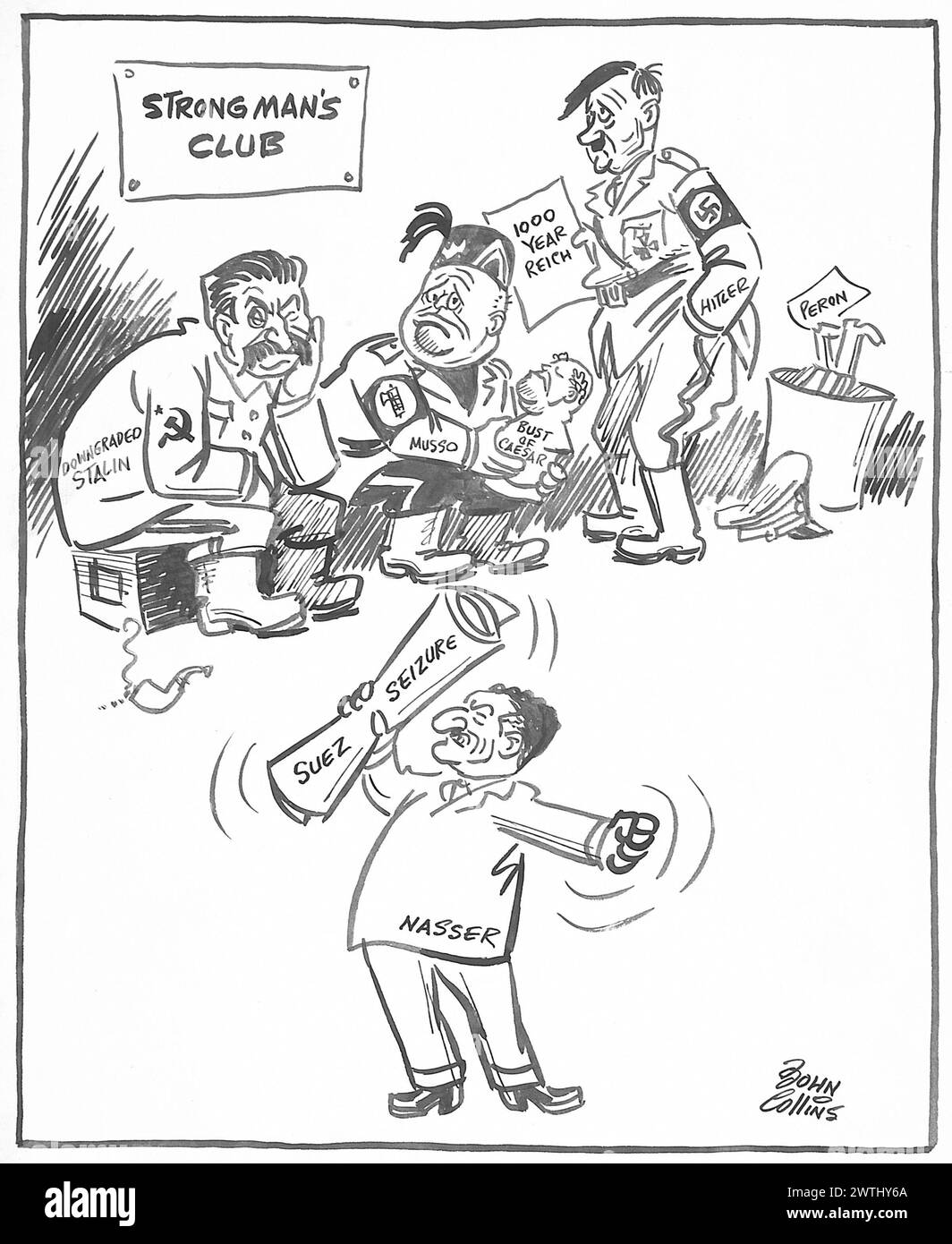 Cartoon - avant de rejoindre regardez ce qui est arrivé aux autres membres. John Collins (1917-2007) Banque D'Images