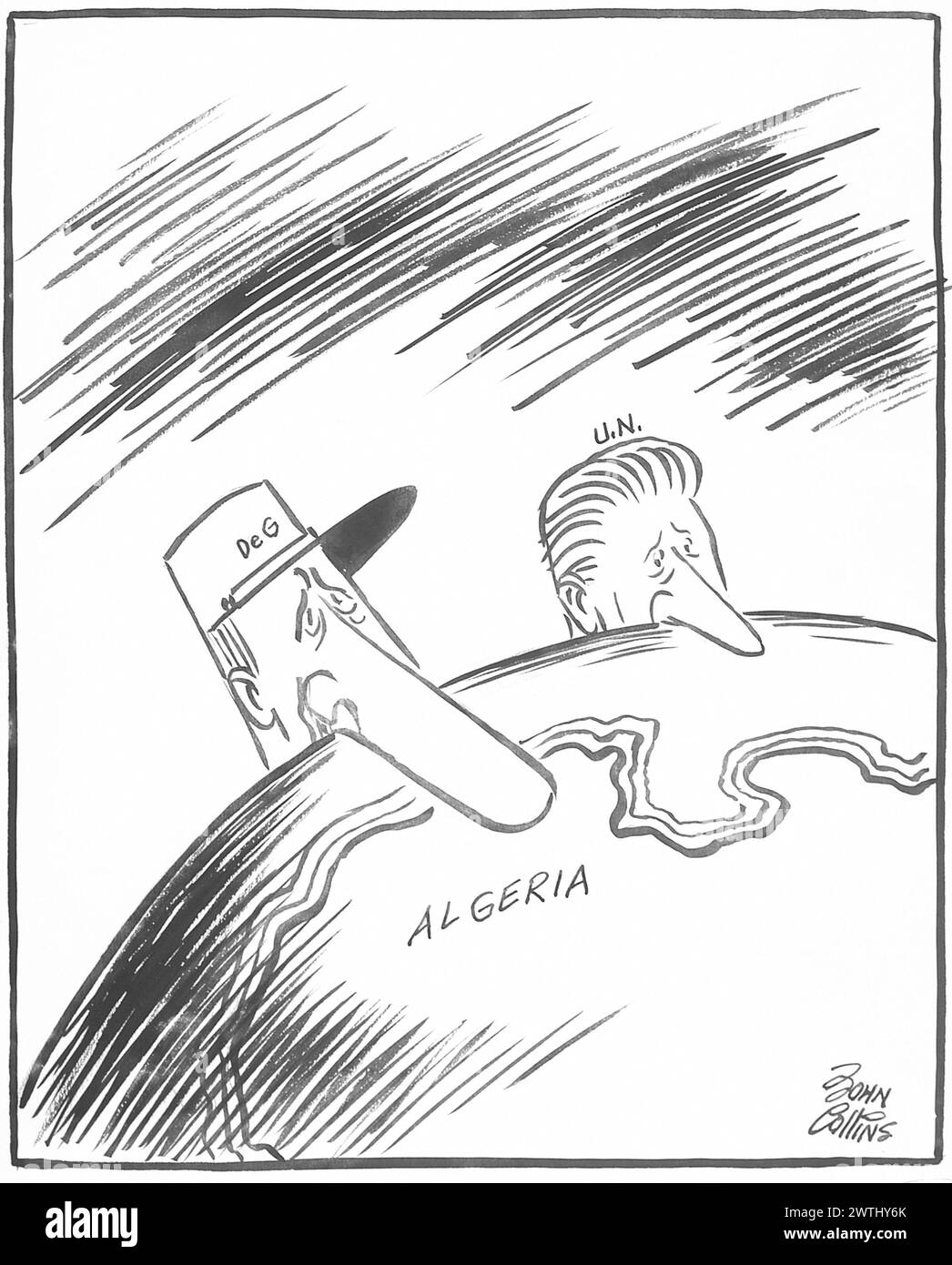 Dessin animé - « Gardez votre nez hors de nos affaires ». John Collins (1917-2007) Banque D'Images