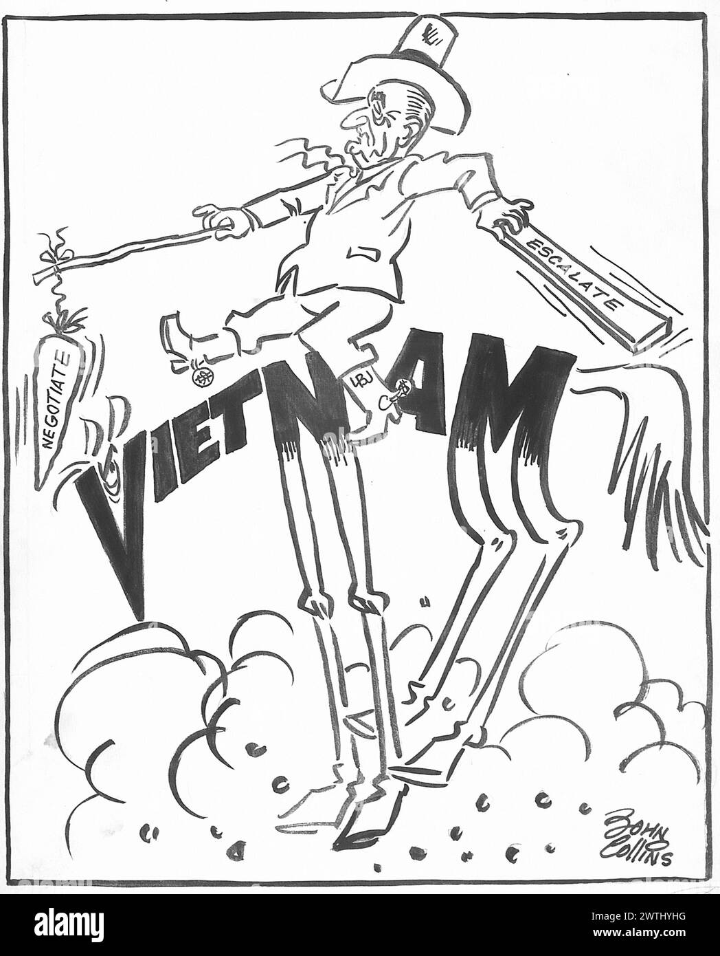 Dessin animé - à la fois la carotte et le bâton. John Collins (1917-2007) Banque D'Images